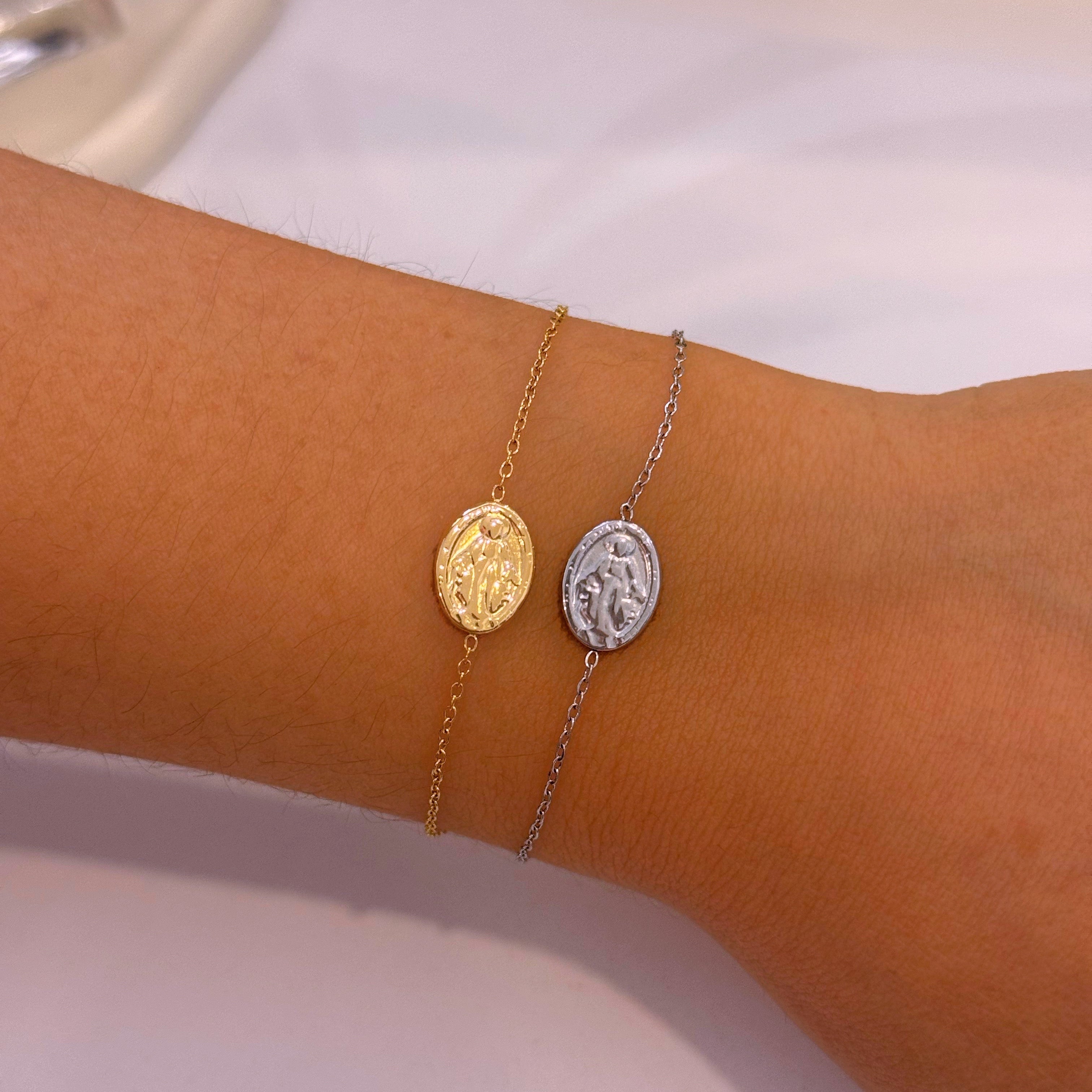 Pulseira dupla face • medalha Nª Senhora | 2 Cores