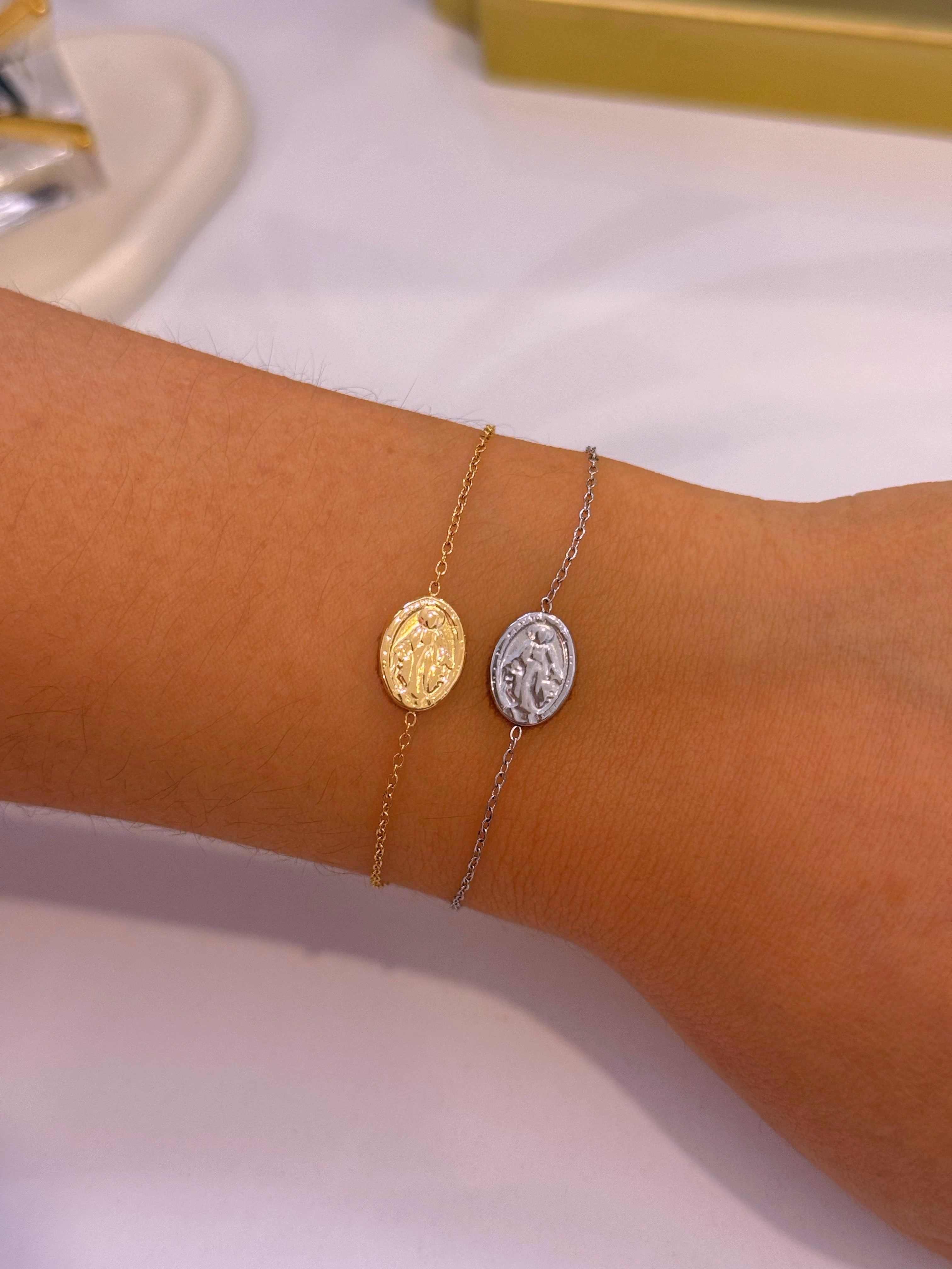 Pulseira dupla face • medalha Nª Senhora | 2 Cores