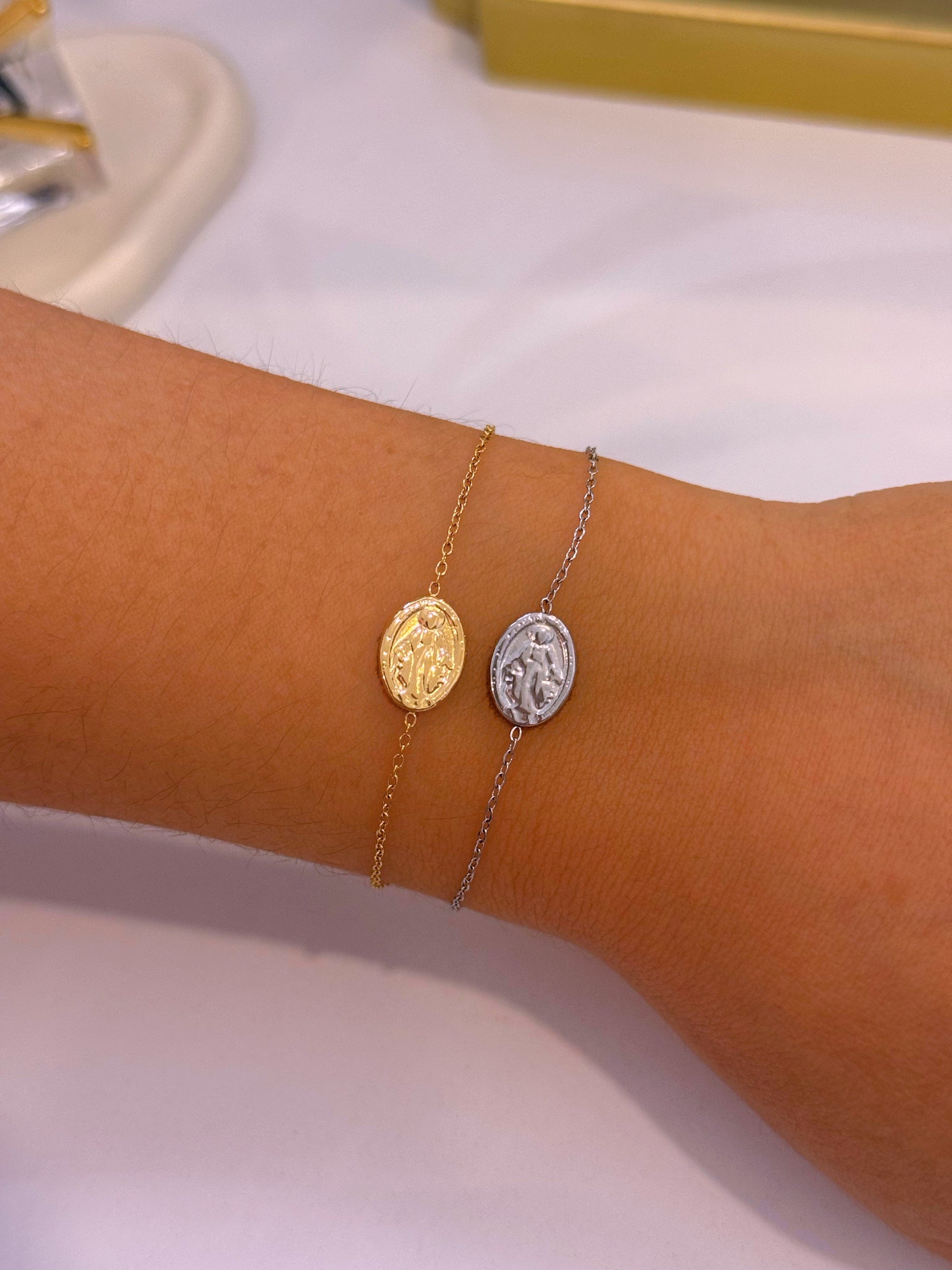Pulseira dupla face • medalha Nª Senhora | 2 Cores