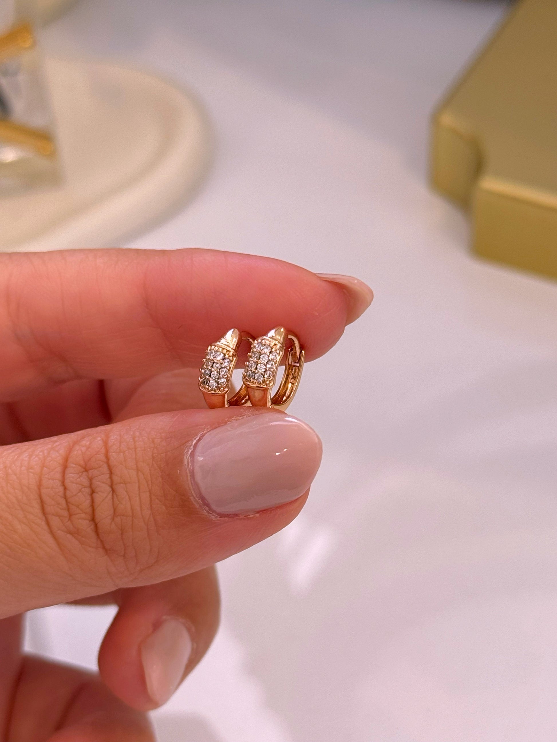 Argolinhas lisas com brilhantes | Rose Gold