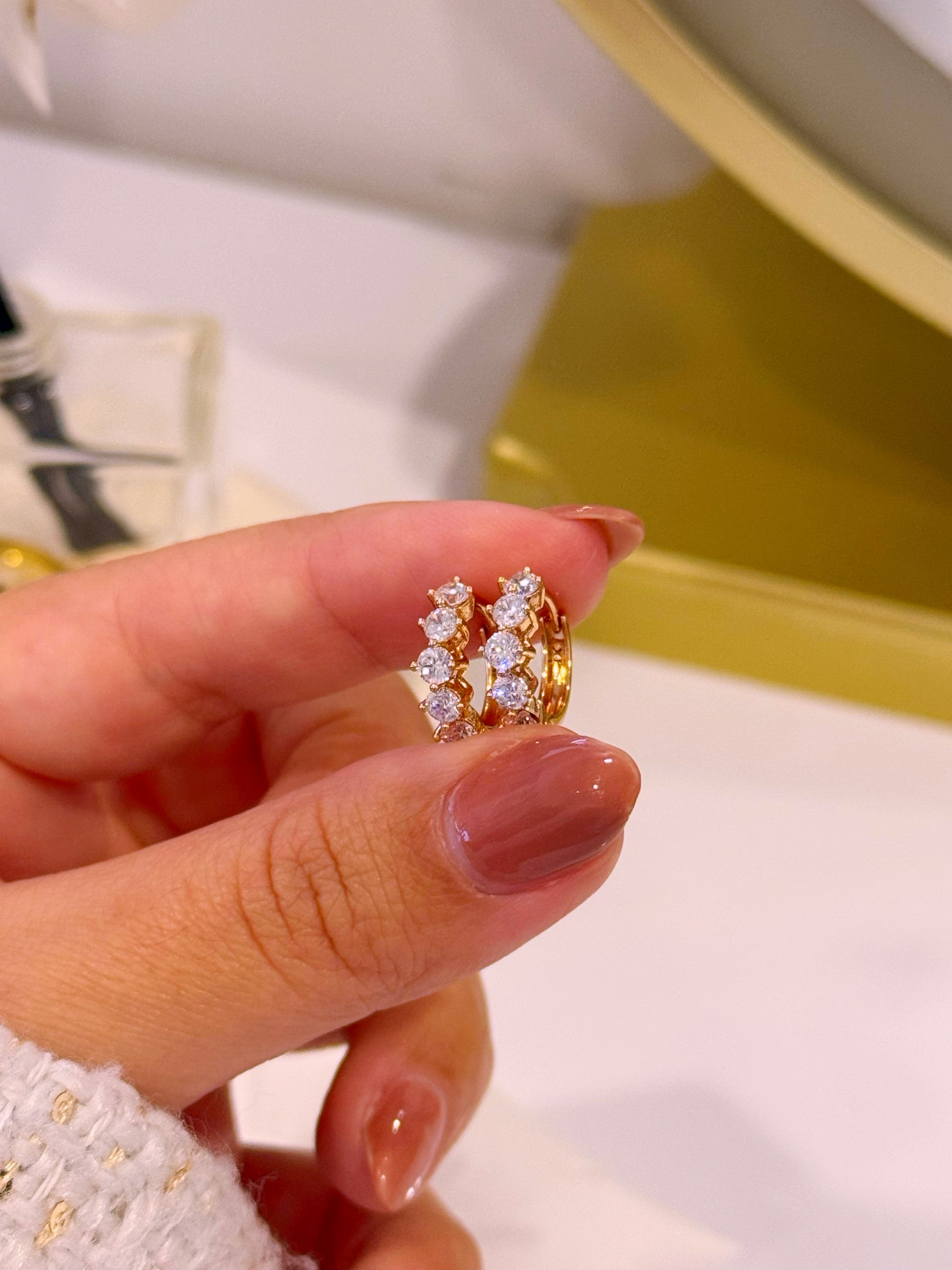 Argolinhas preenchidas com brilhantes | Rose Gold