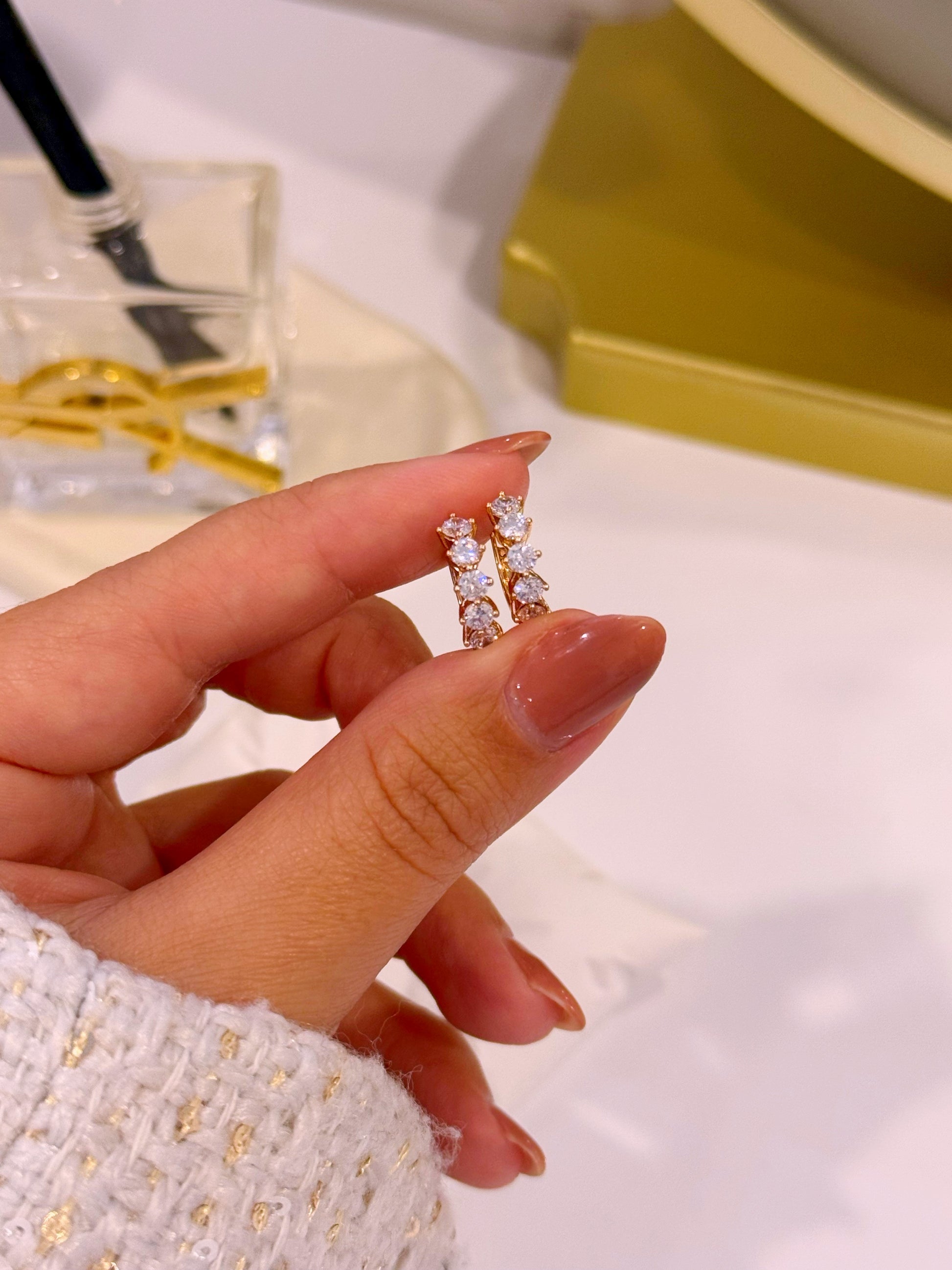 Argolinhas preenchidas com brilhantes | Rose Gold