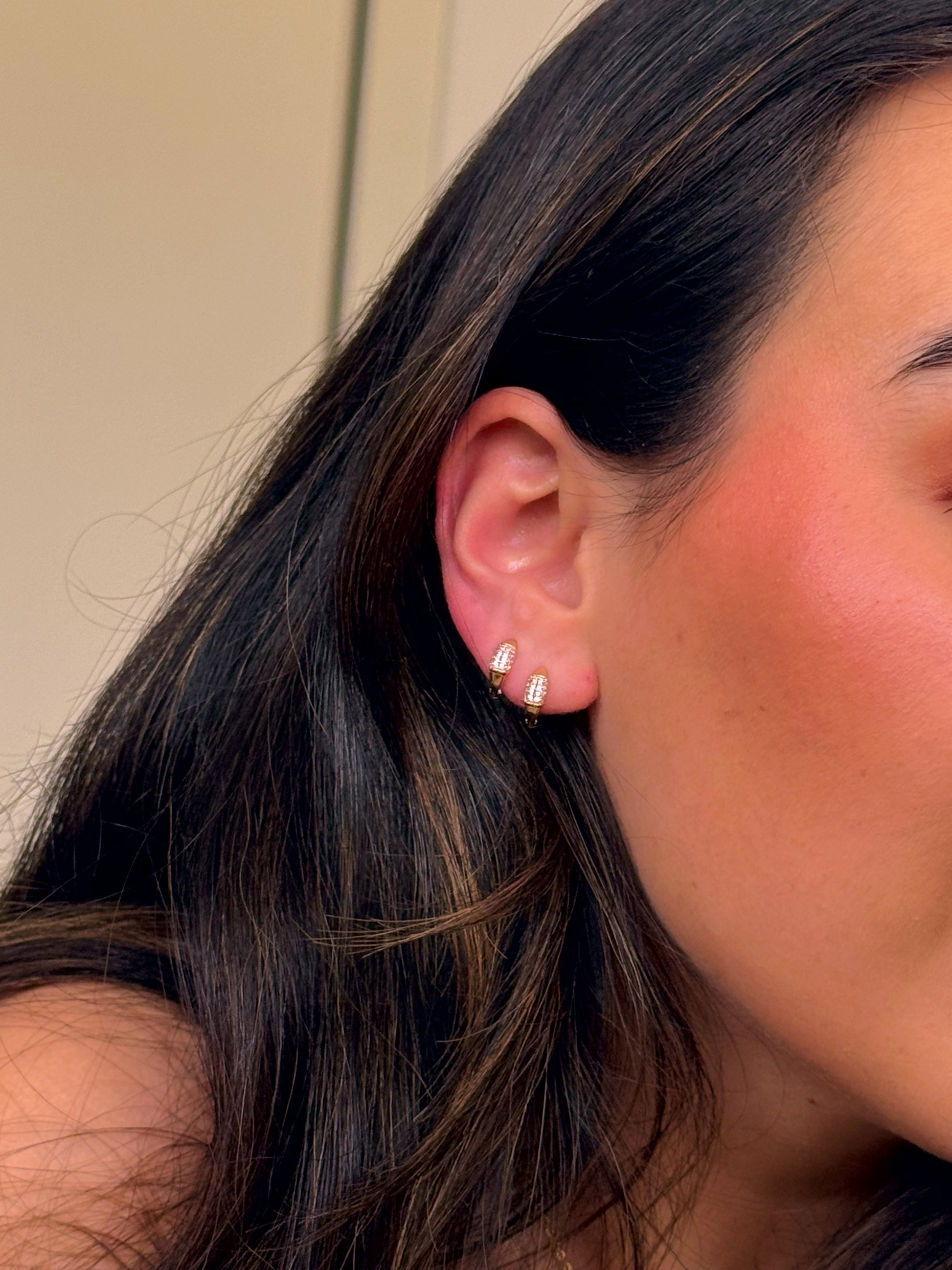 Argolinhas lisas com brilhantes | Rose Gold