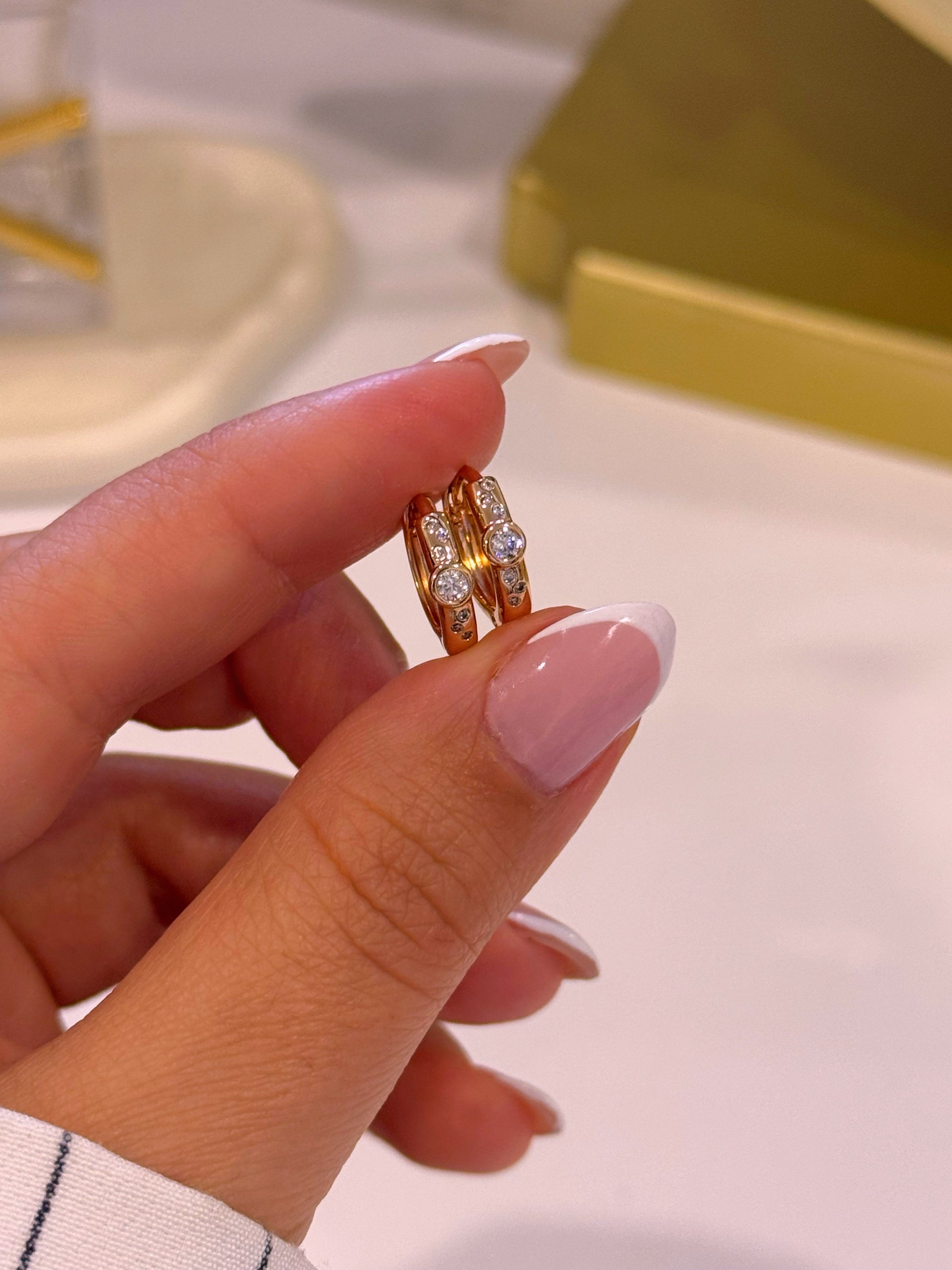 Argolinhas com brilhantes | Rose Gold