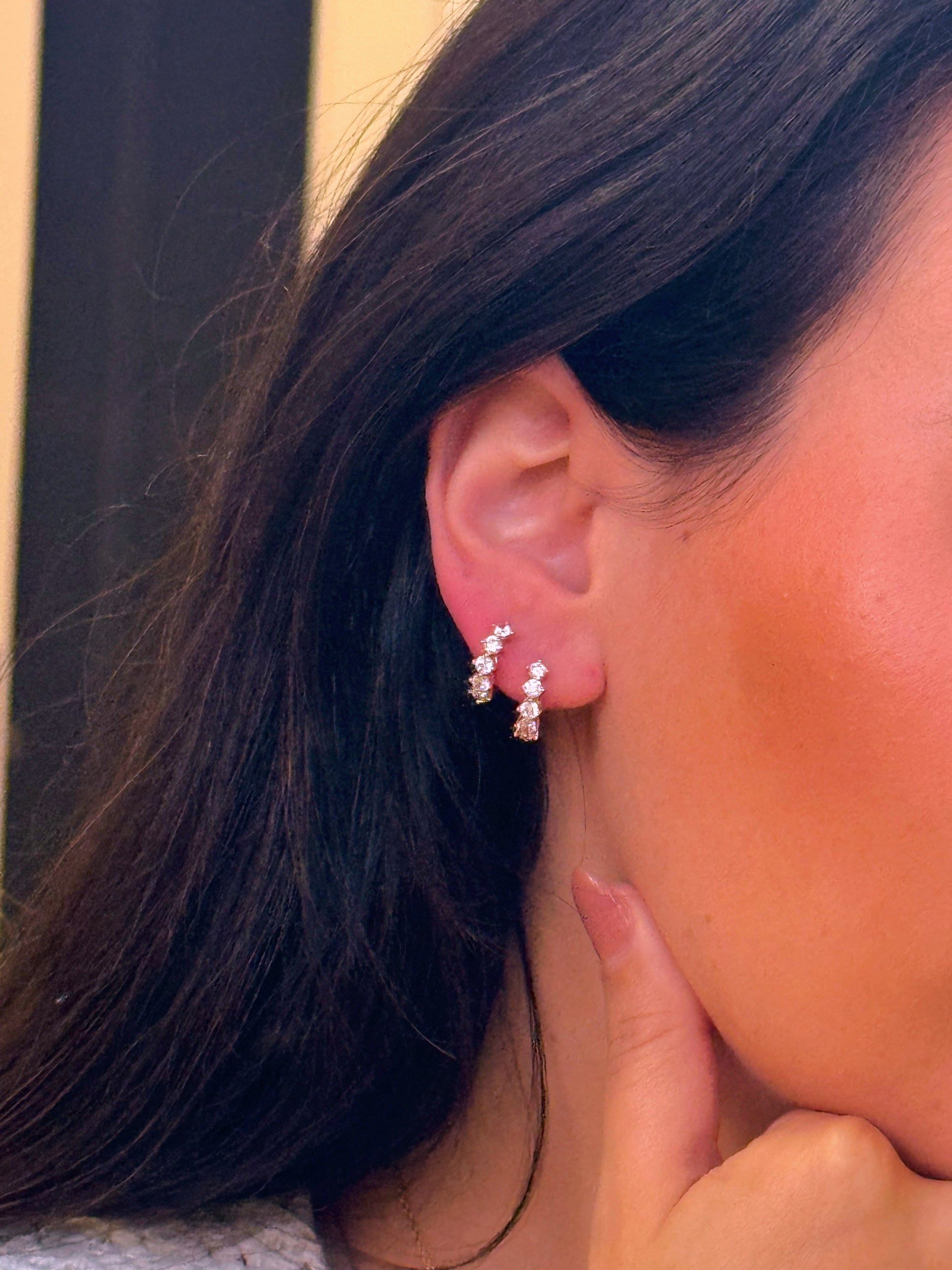 Argolinhas preenchidas com brilhantes | Rose Gold