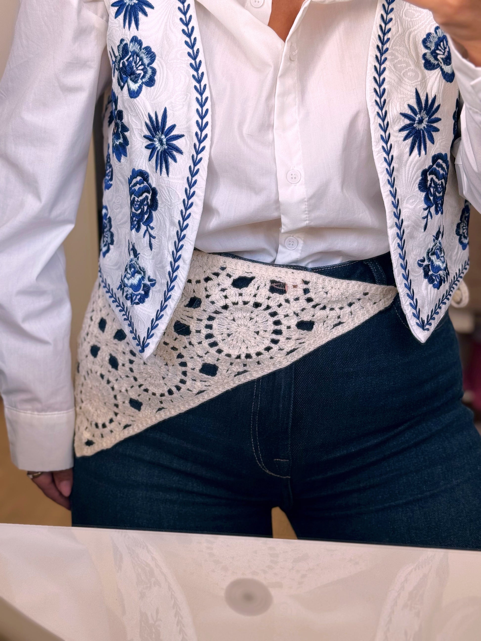 Bandana multifuncional em croché | Bege