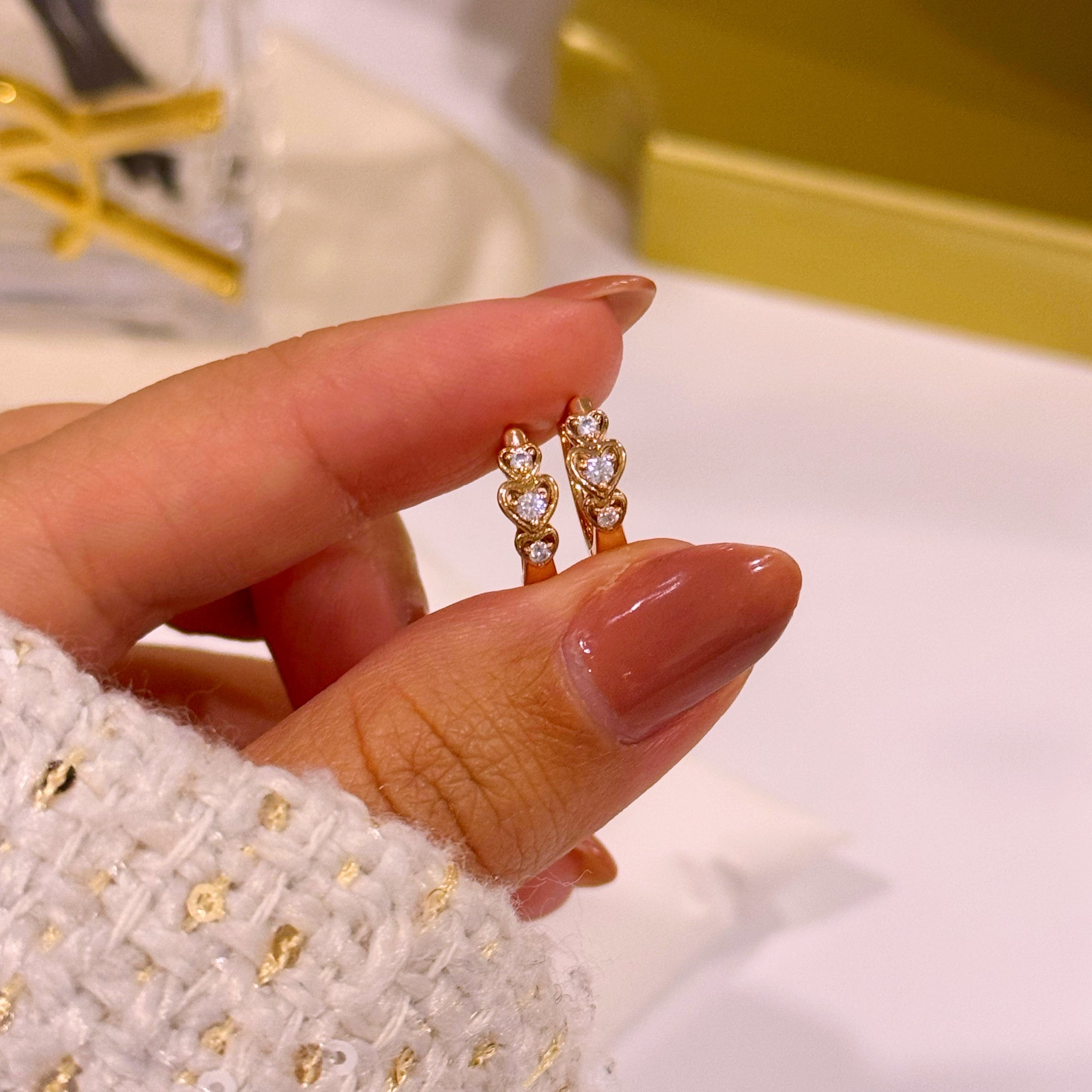 Argolinhas de 3 corações com brilhante ao centro | Rose Gold