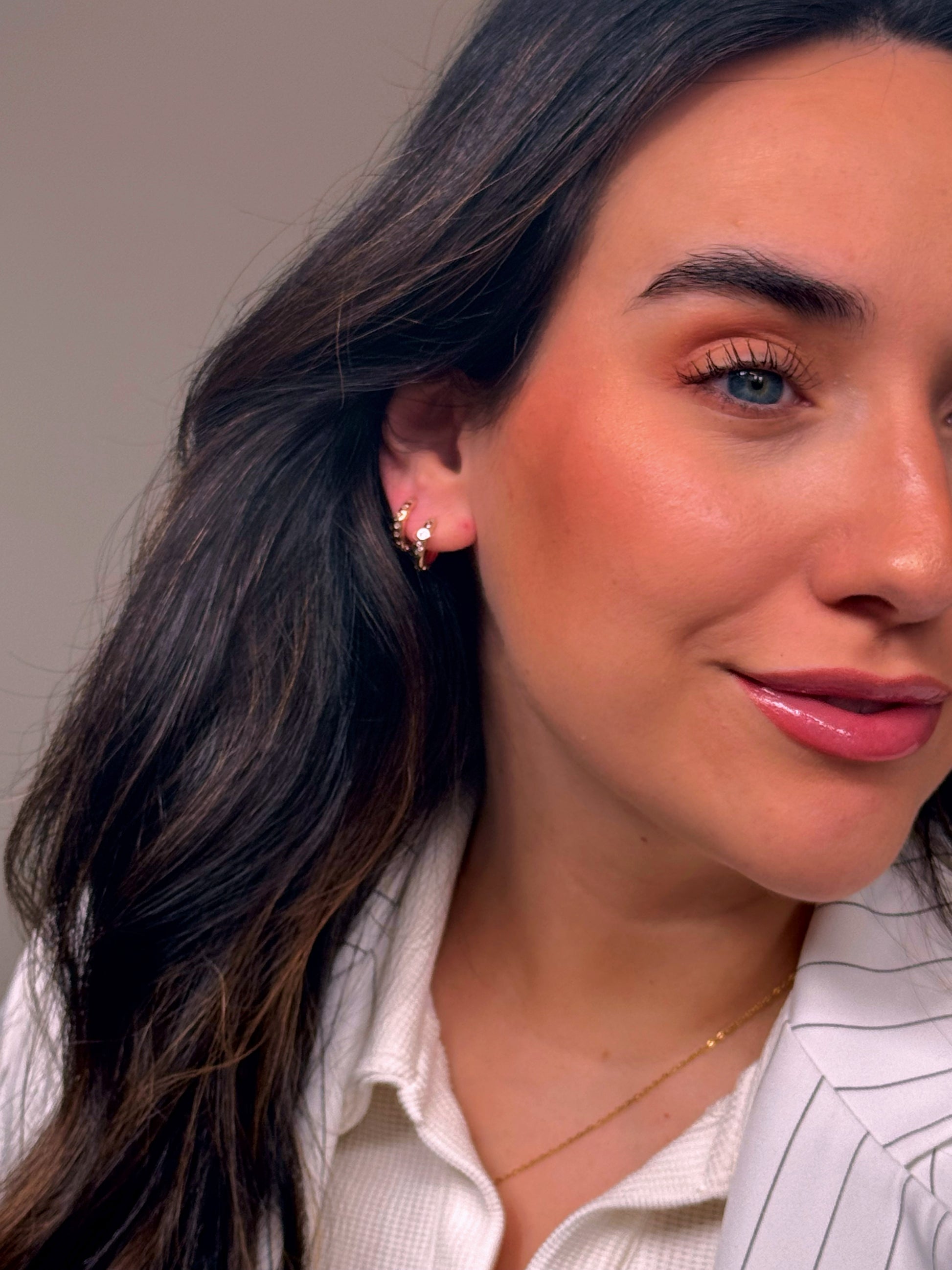 Argolinhas com brilhantes | Rose Gold