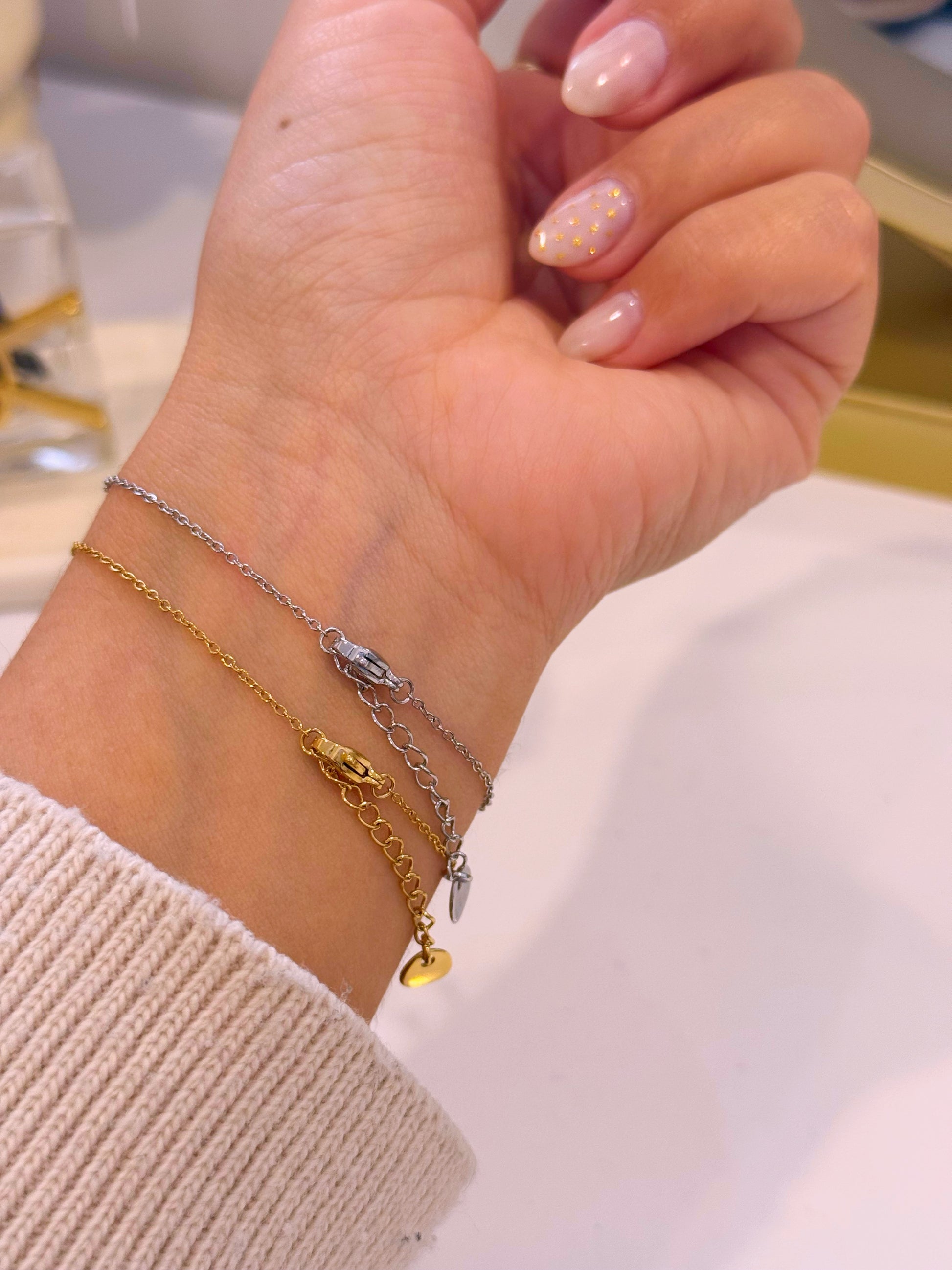 Pulseira duplo coração com brilhante | 2 Cores