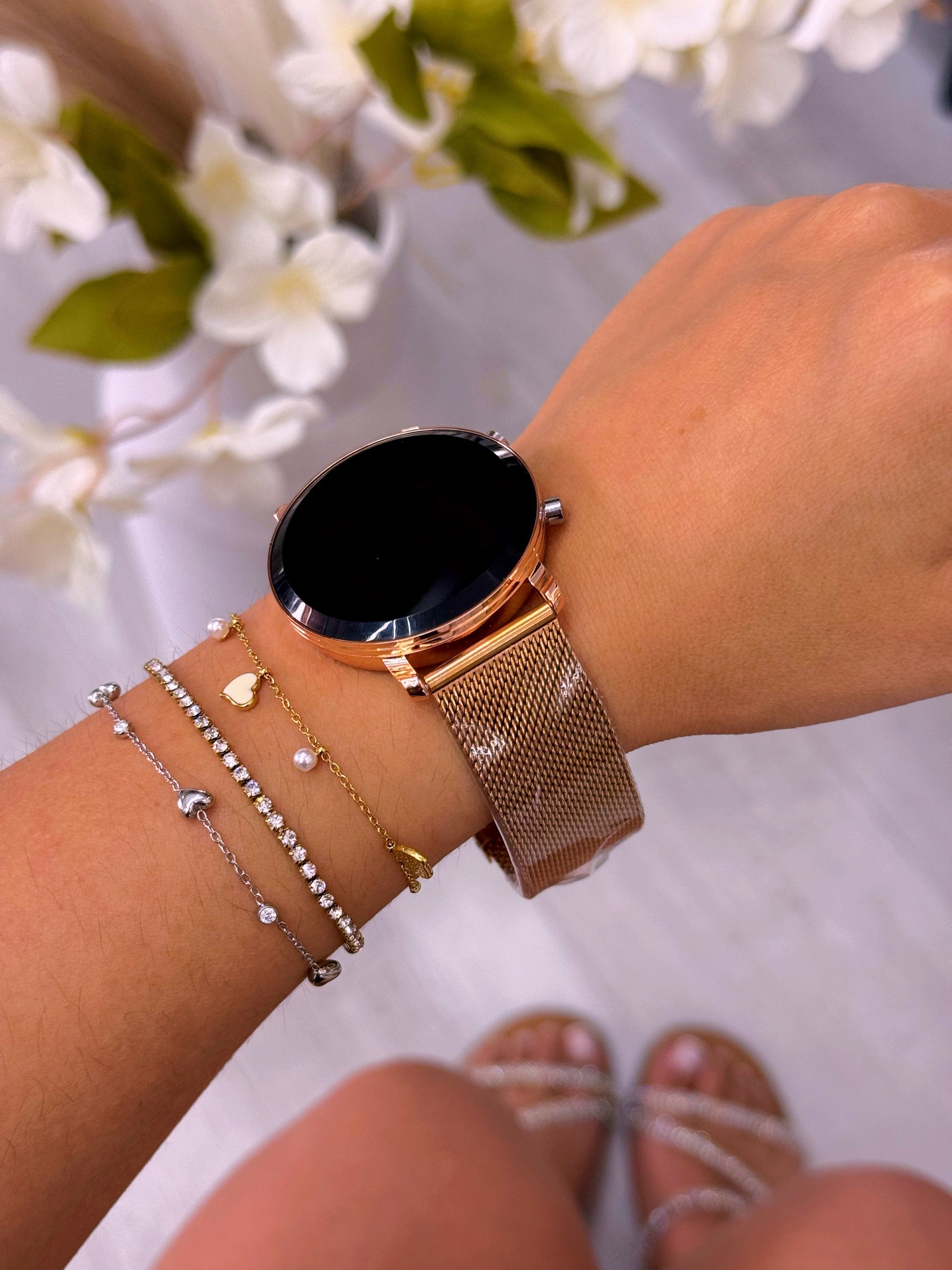 Relógio digital bracelete simples | Rose Gold