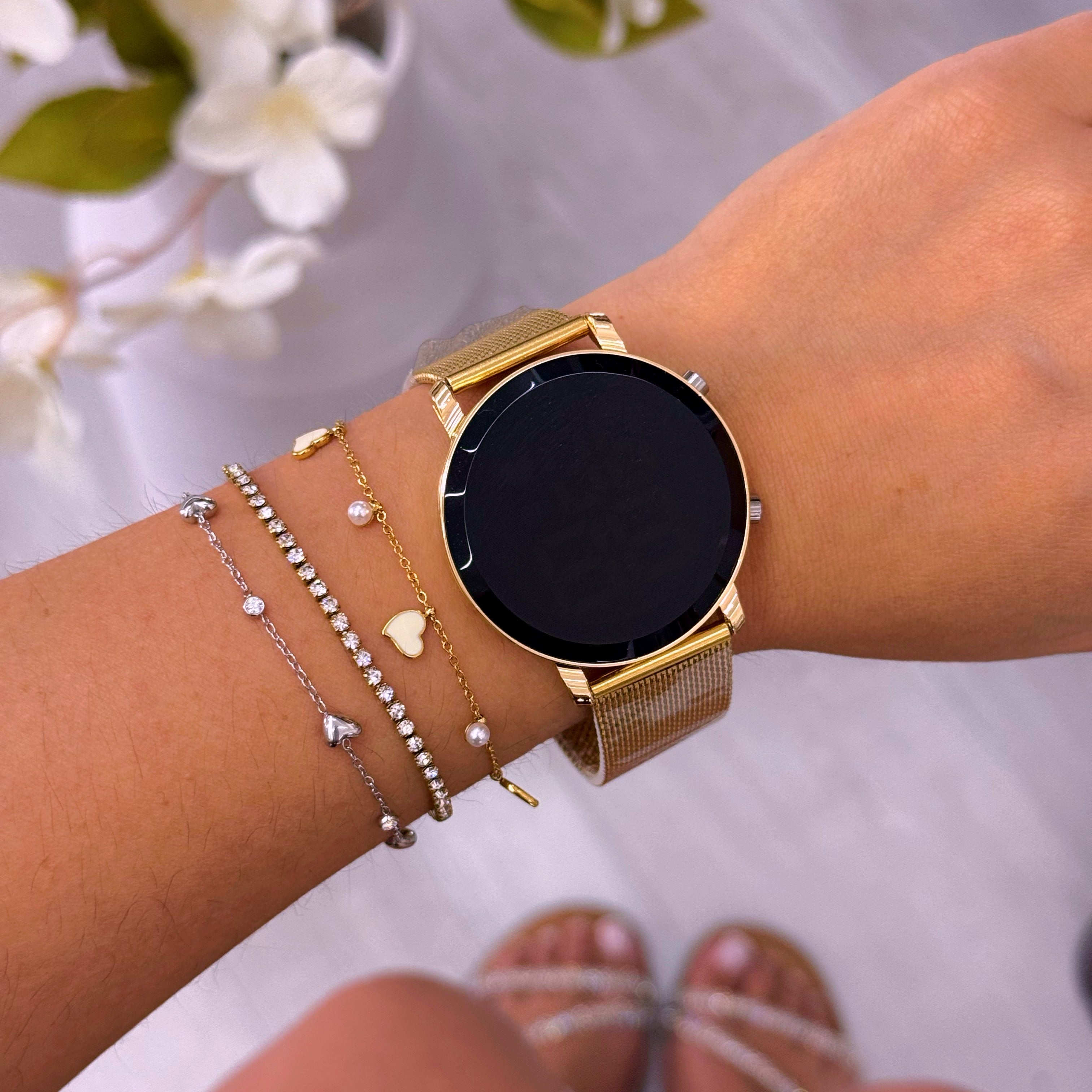 Relógio digital bracelete simples | Dourado