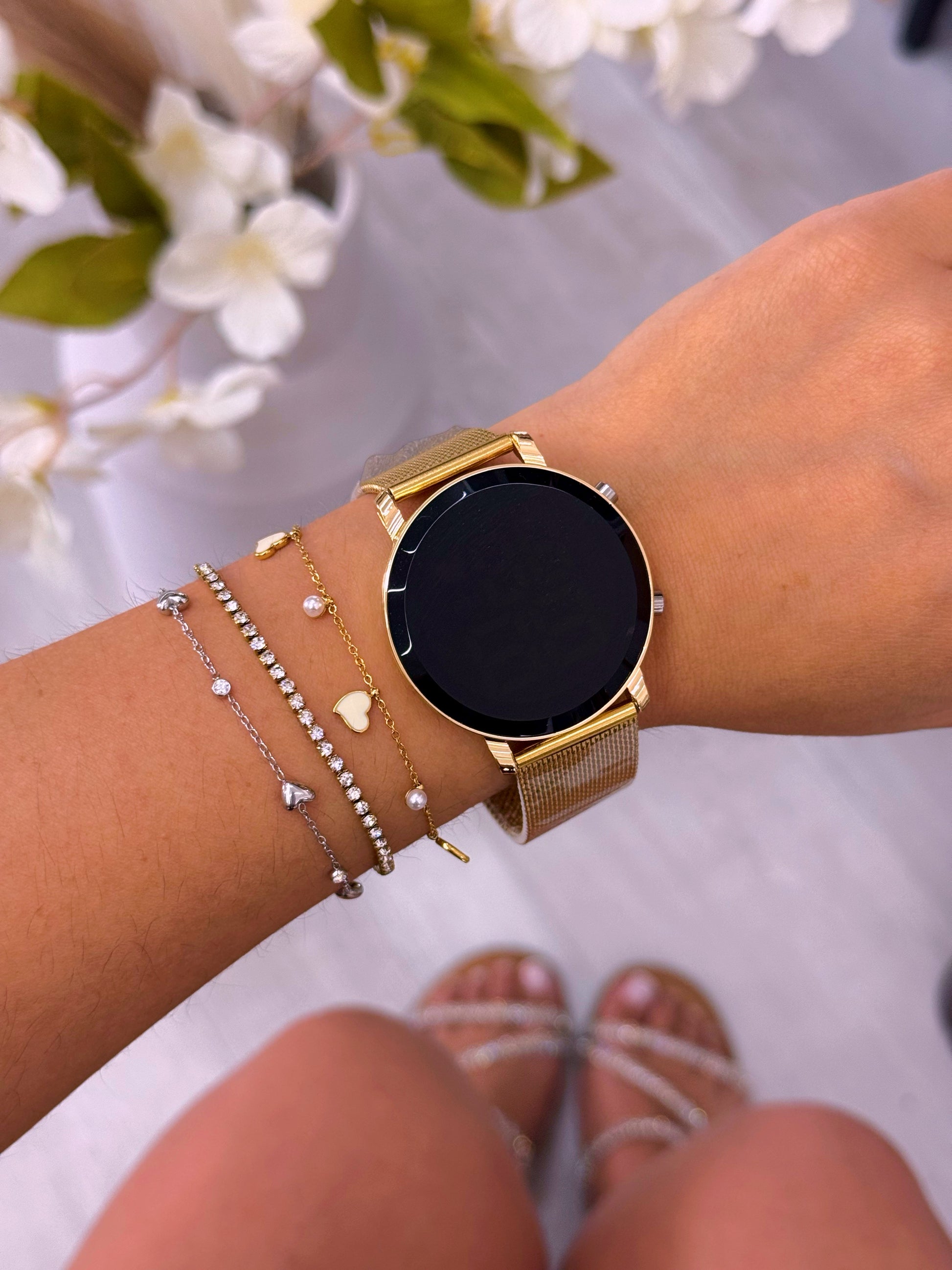 Relógio digital bracelete simples | Dourado