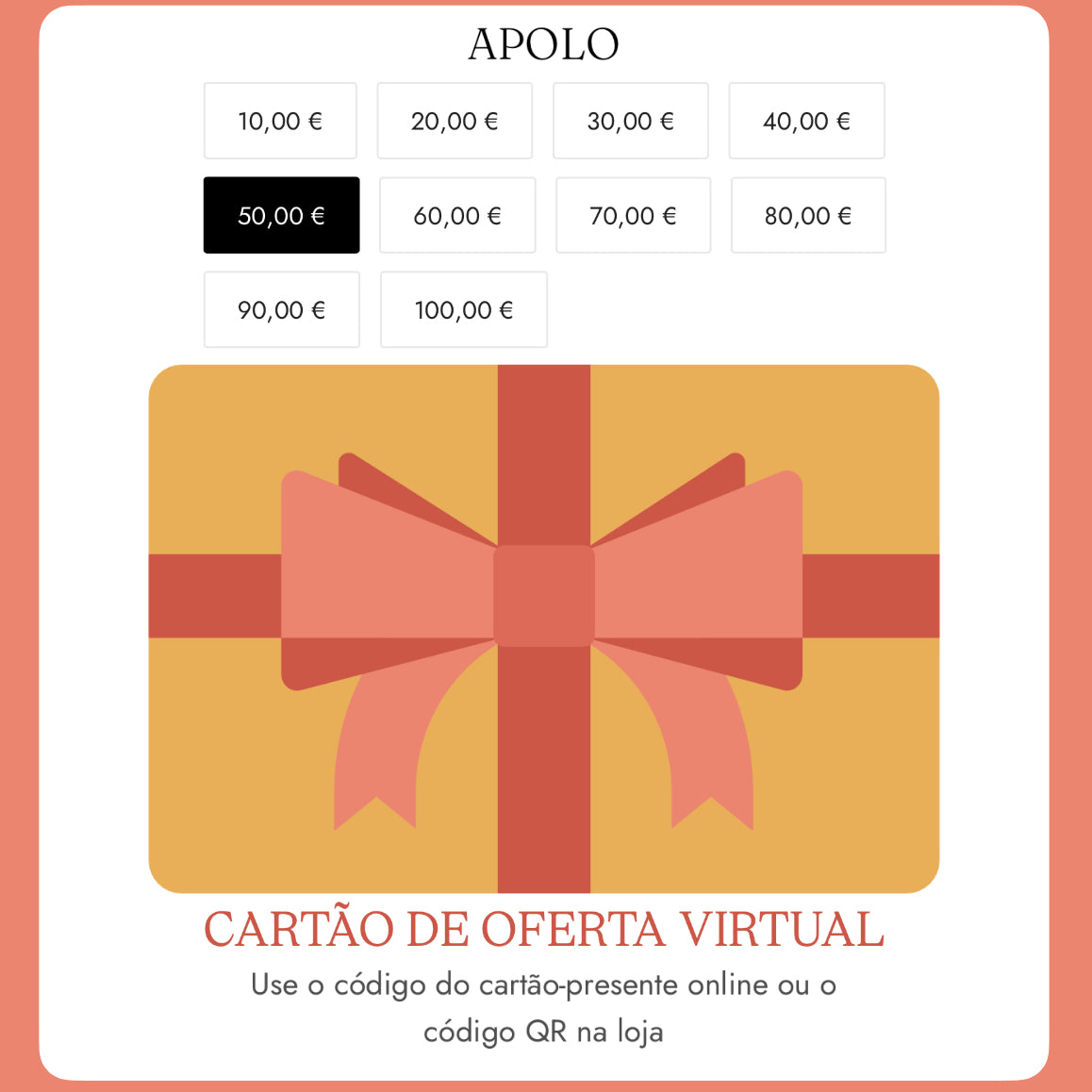 CARTÃO OFERTA VIRTUAL APOLO | GIFTCARD