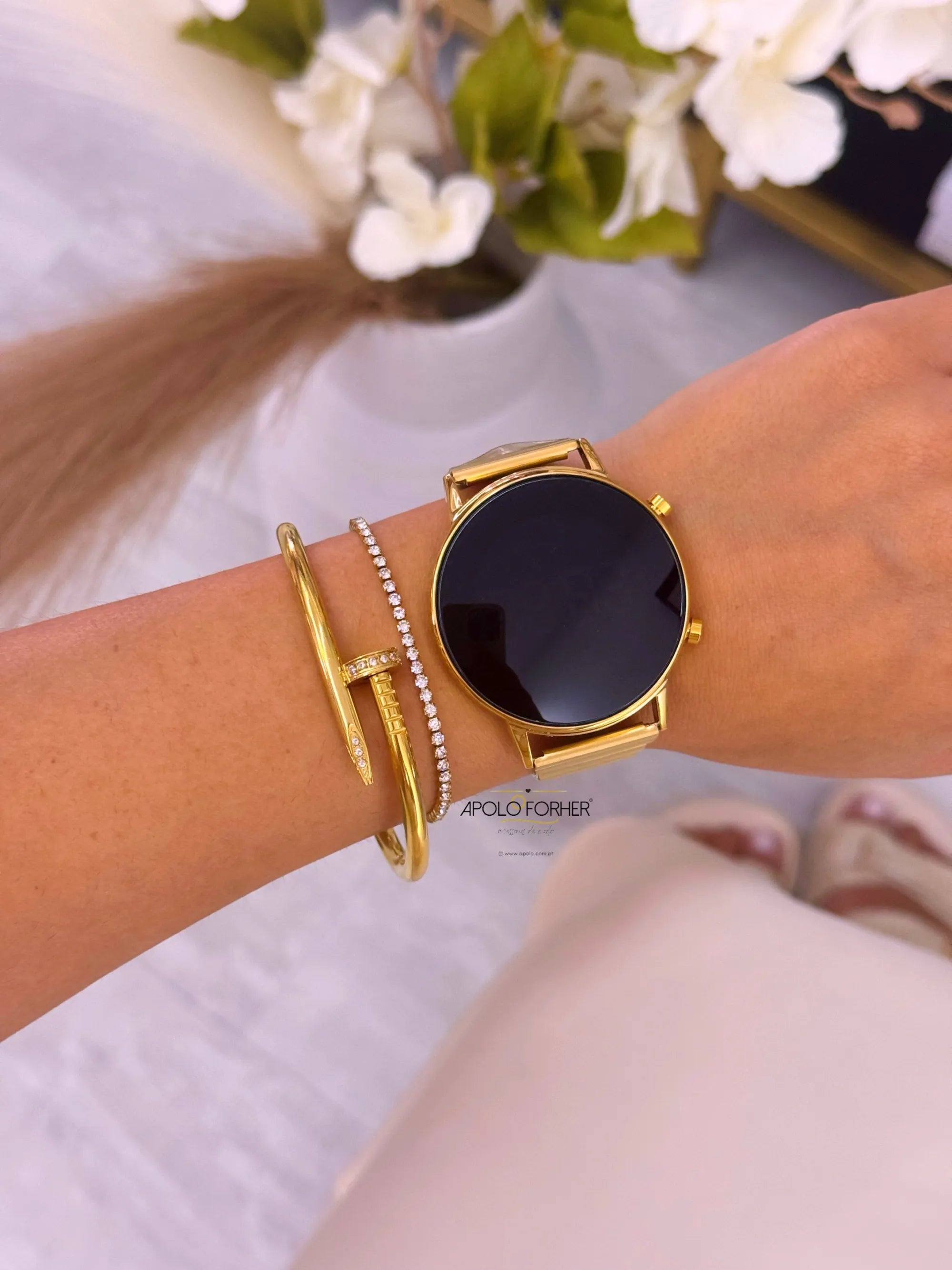 Relógio mostrador redondo | Dourado