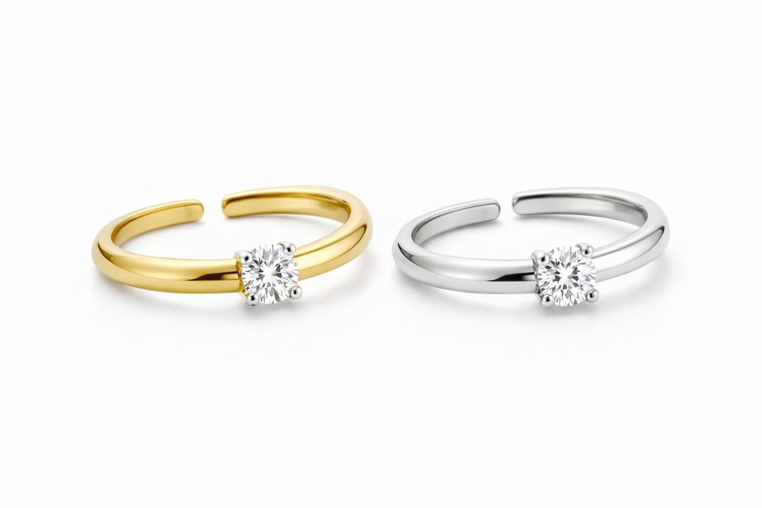 Anel liso com brilhante | 2 Cores