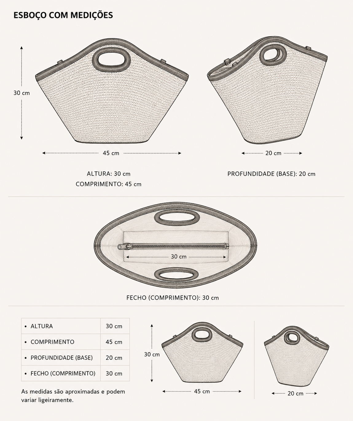 Cesta de palha minimalista e elegante | Castanho