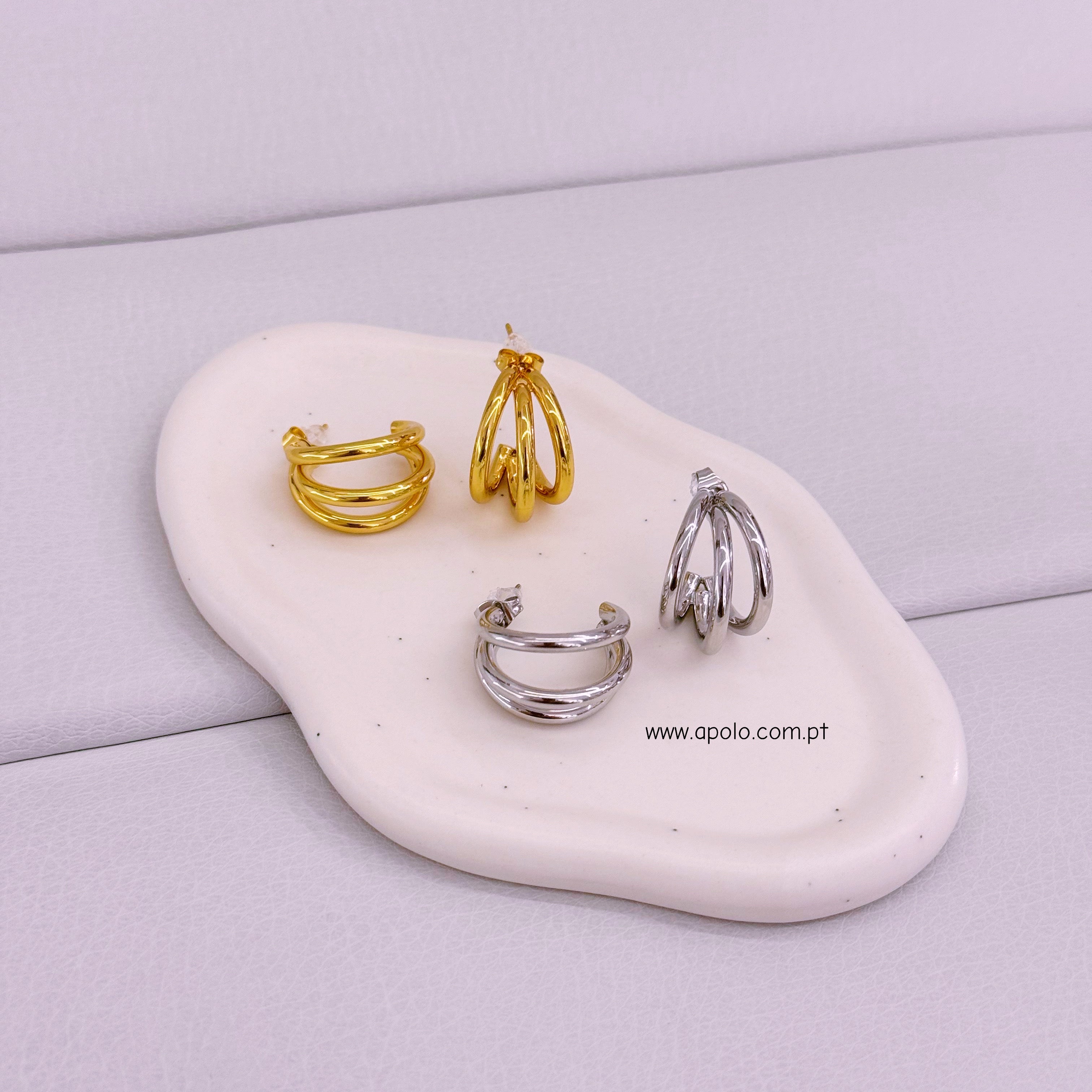 Argolas efeito triplo em aço inoxidável | 2 Cores
