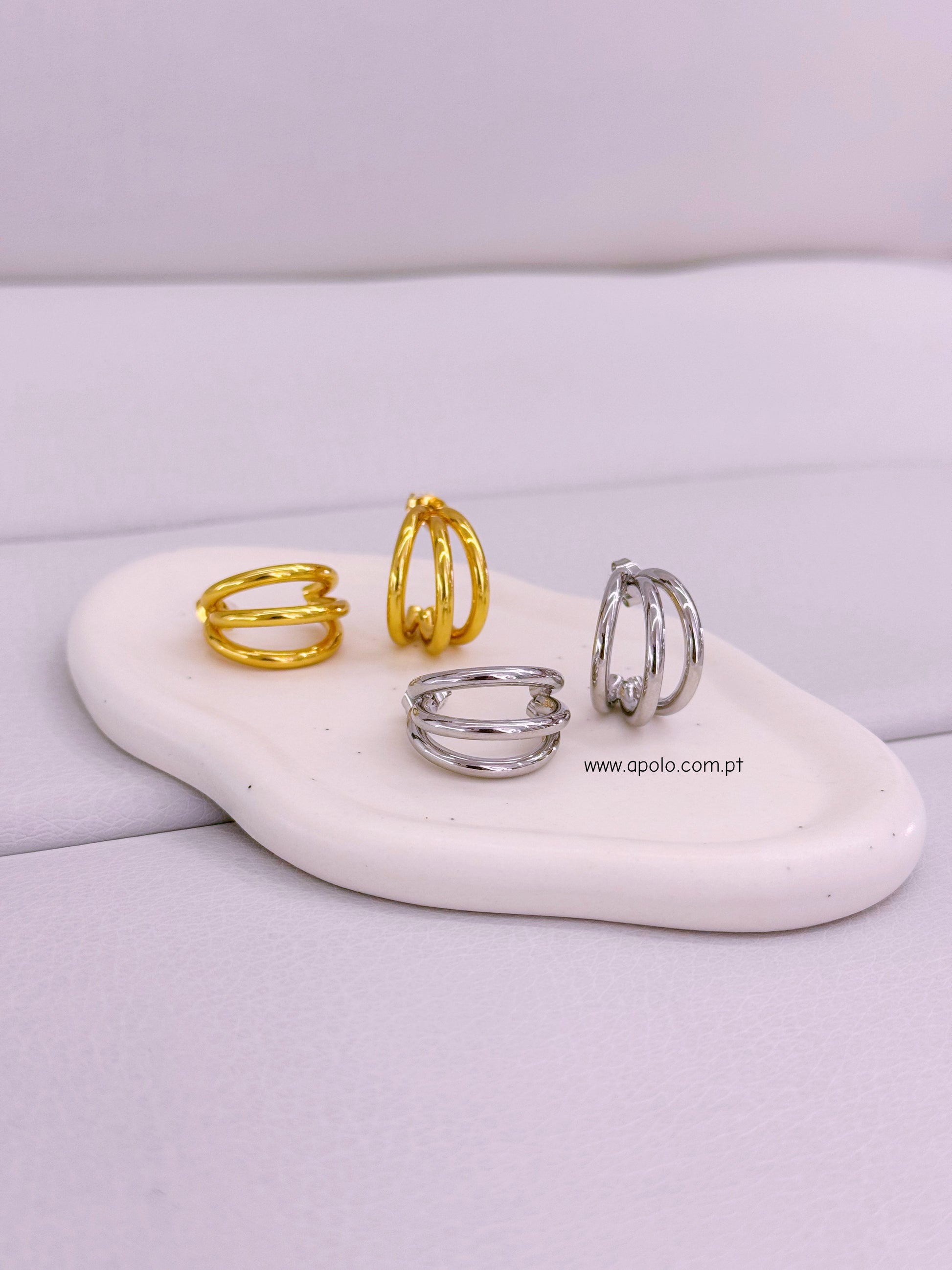 Argolas efeito triplo em aço inoxidável | 2 Cores