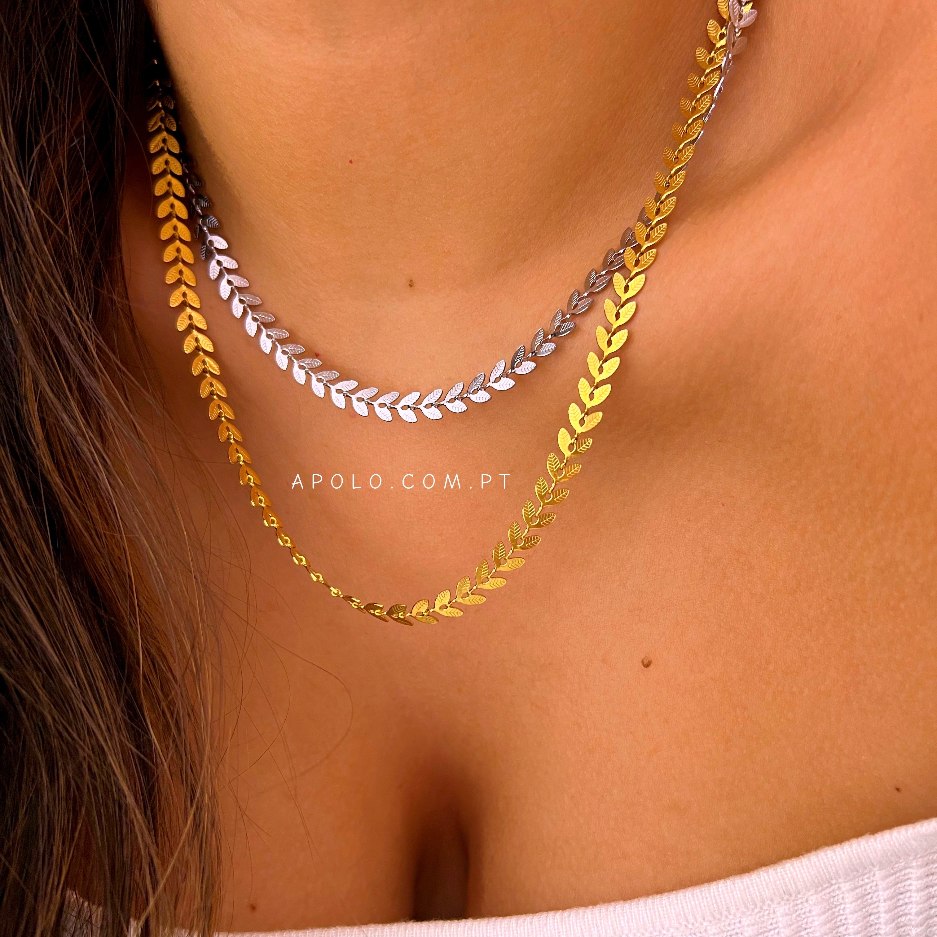 Colar malha de efeito espiga | 2 cores