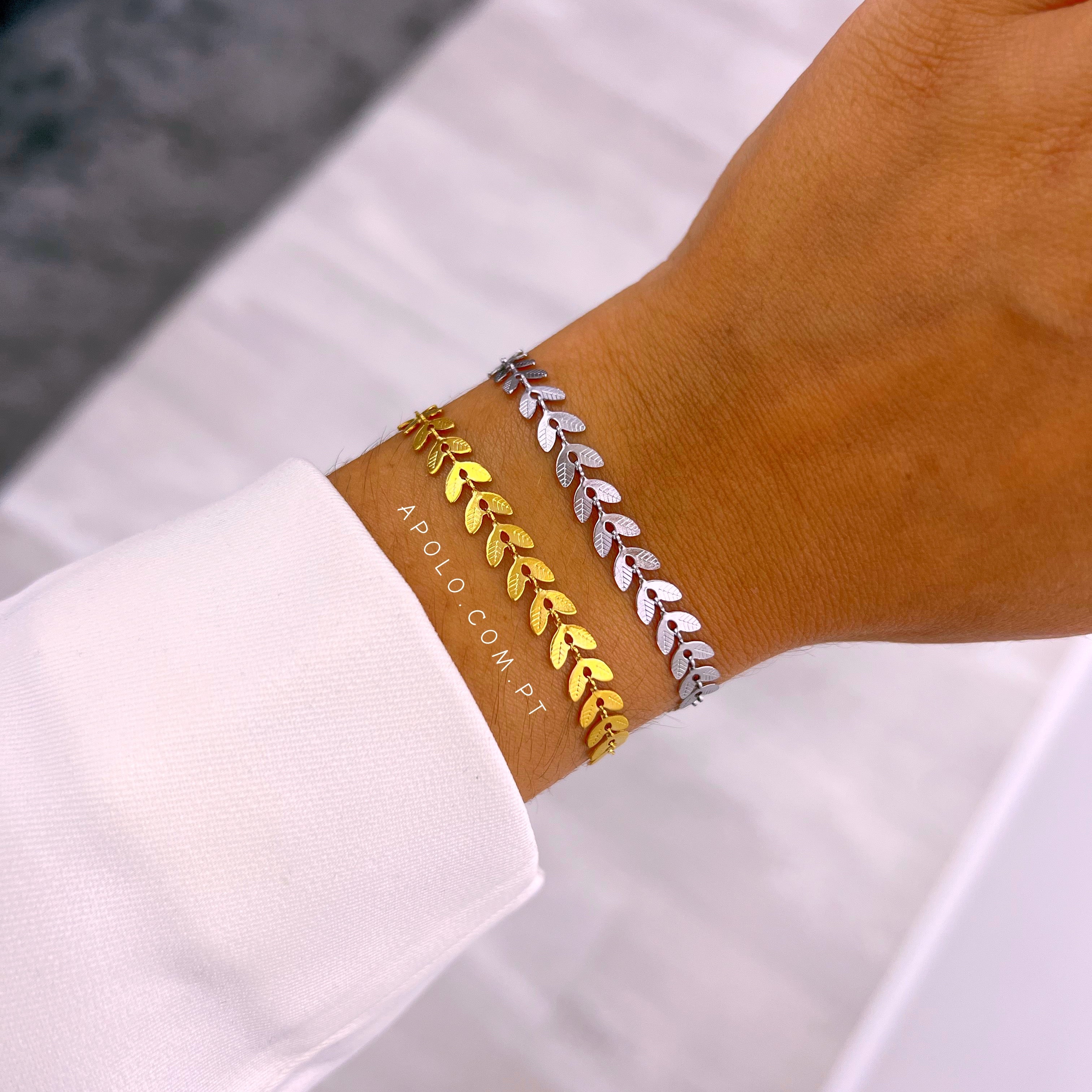 Pulseira malha de efeito espiga | 2 cores