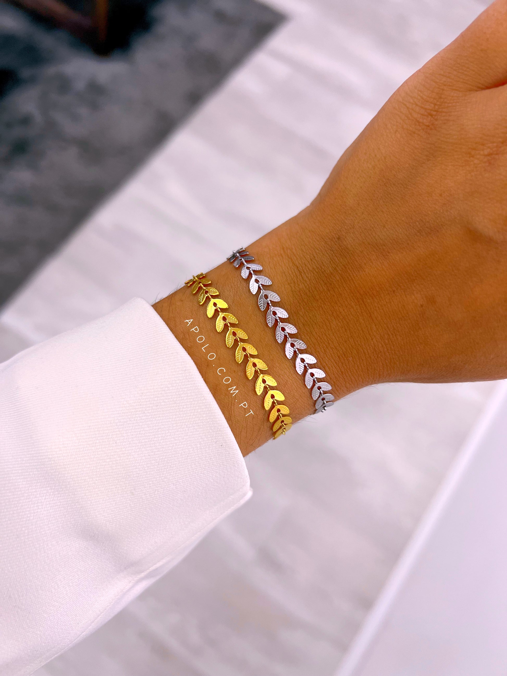 Pulseira malha de efeito espiga | 2 cores