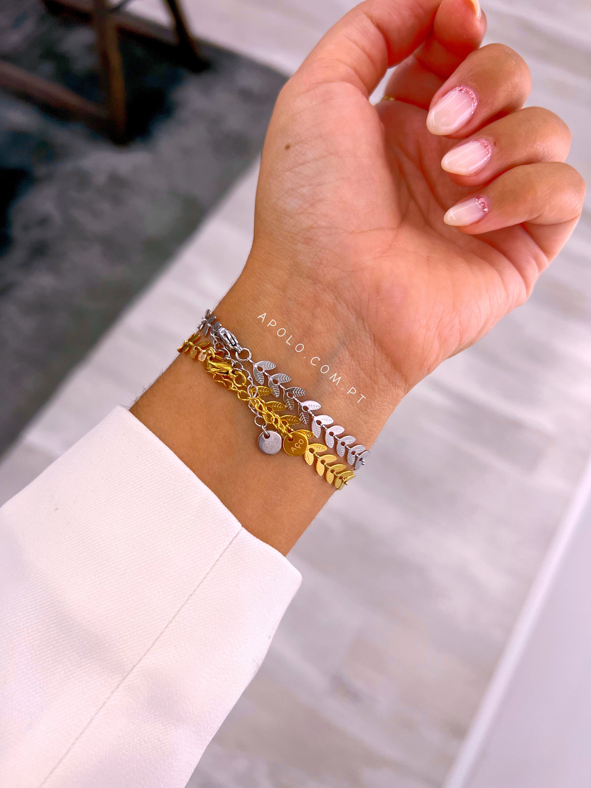 Pulseira malha de efeito espiga | 2 cores