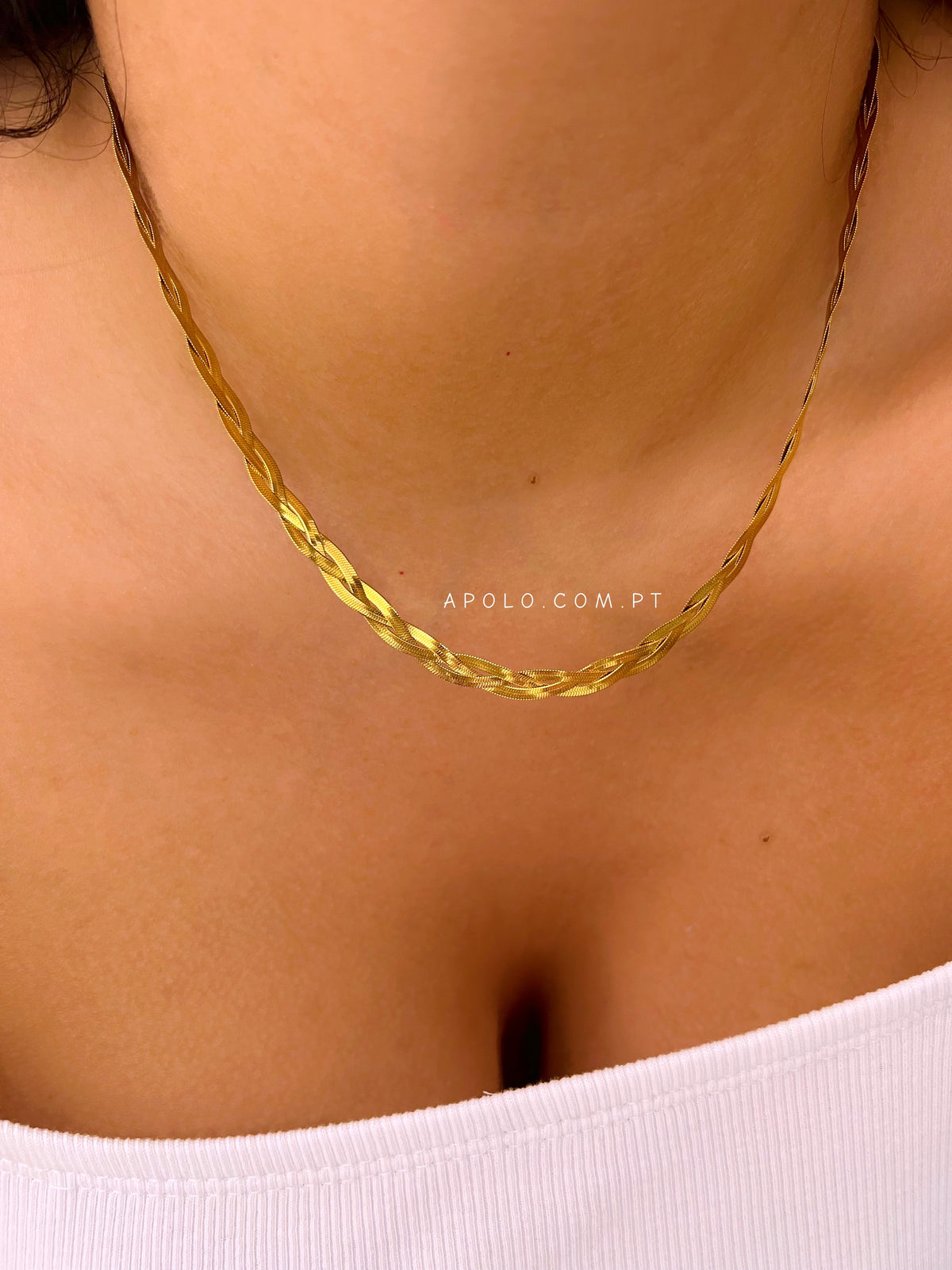 Colar malha entrançada | dourado