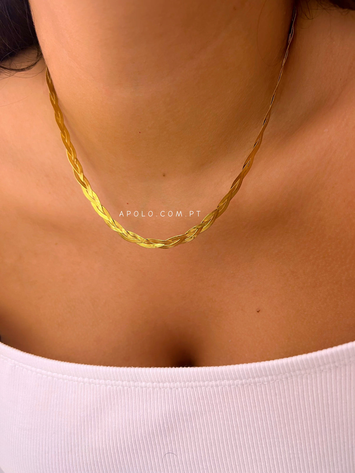 Colar malha entrançada | dourado