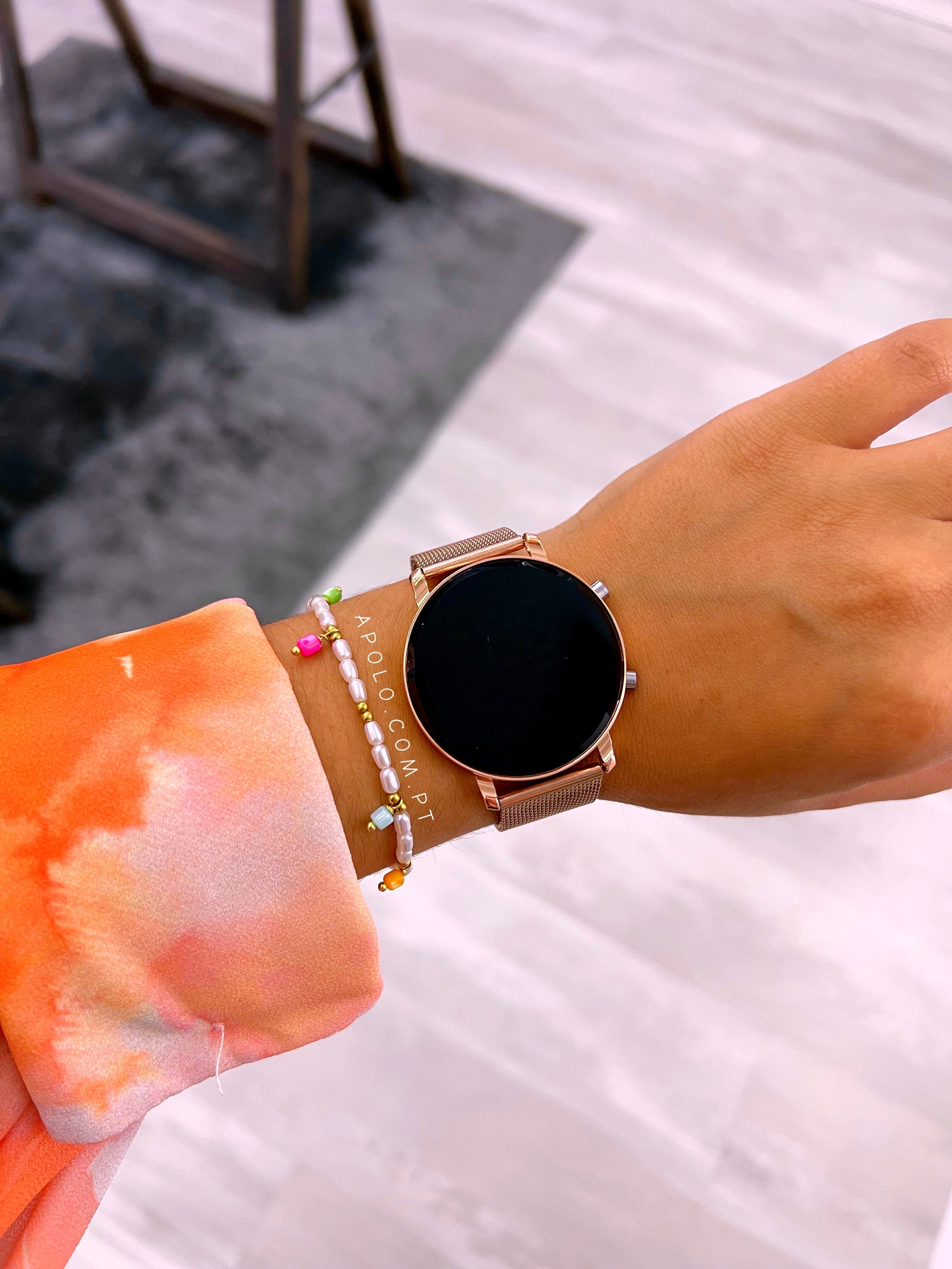 Relógio digital bracelete simples | Rose Gold