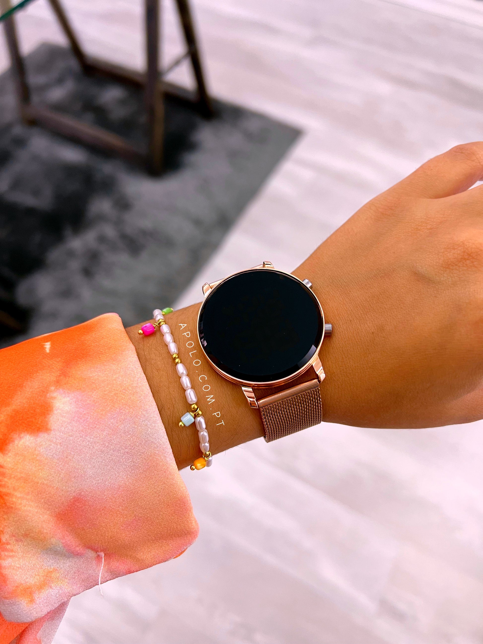 Relógio digital bracelete simples | Rose Gold