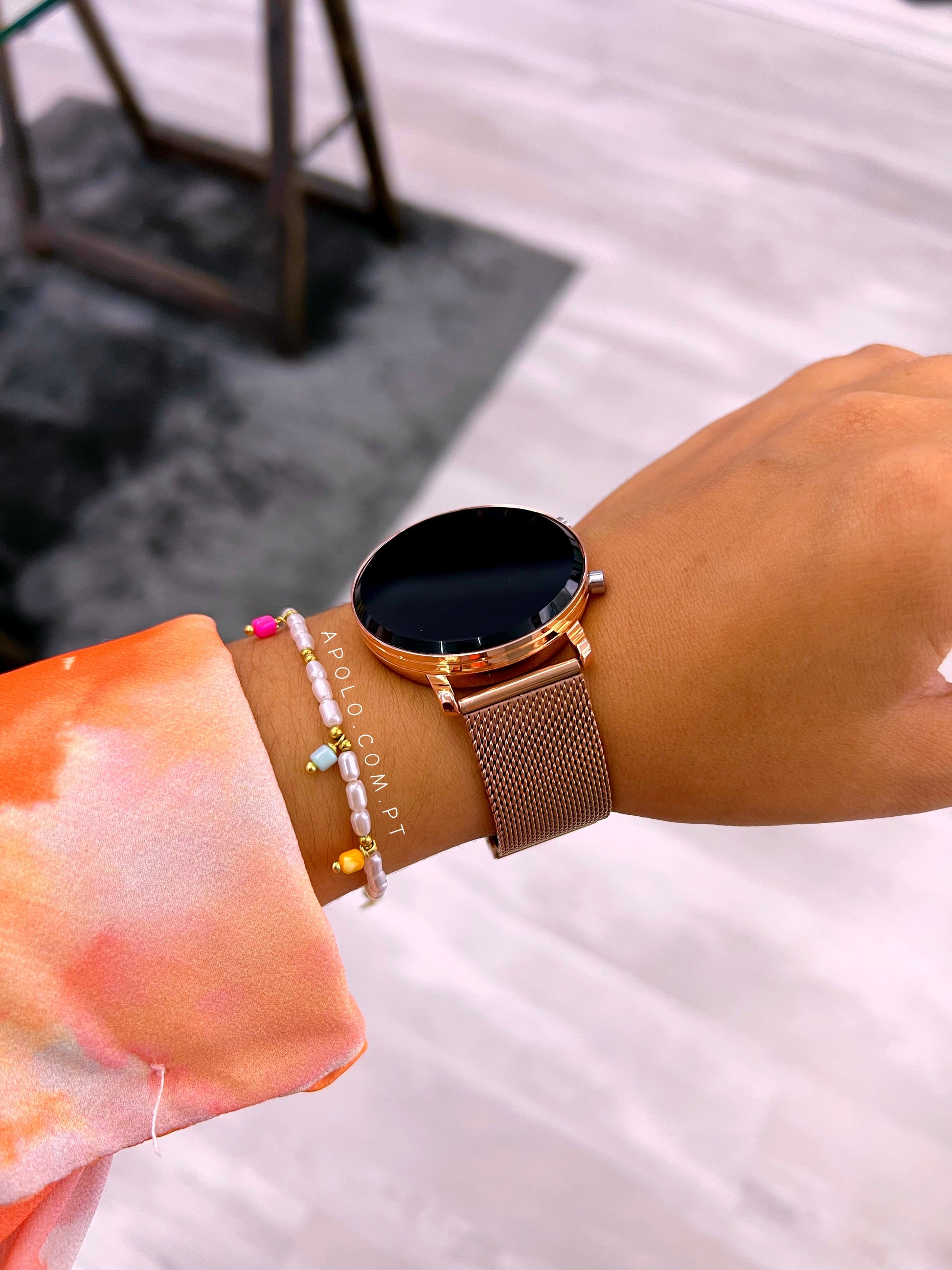 Relógio digital bracelete simples | Rose Gold