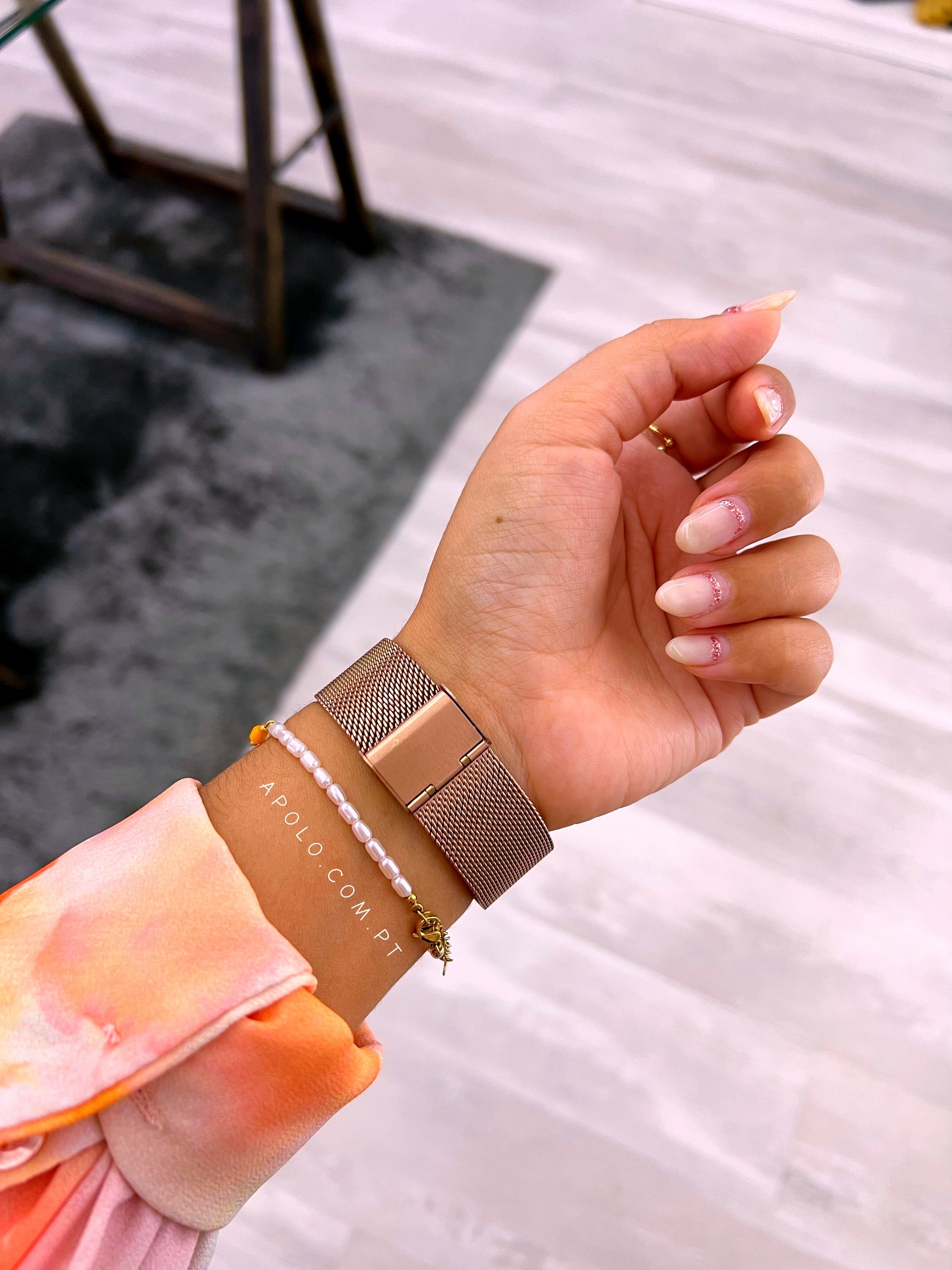 Relógio digital bracelete simples | Rose Gold