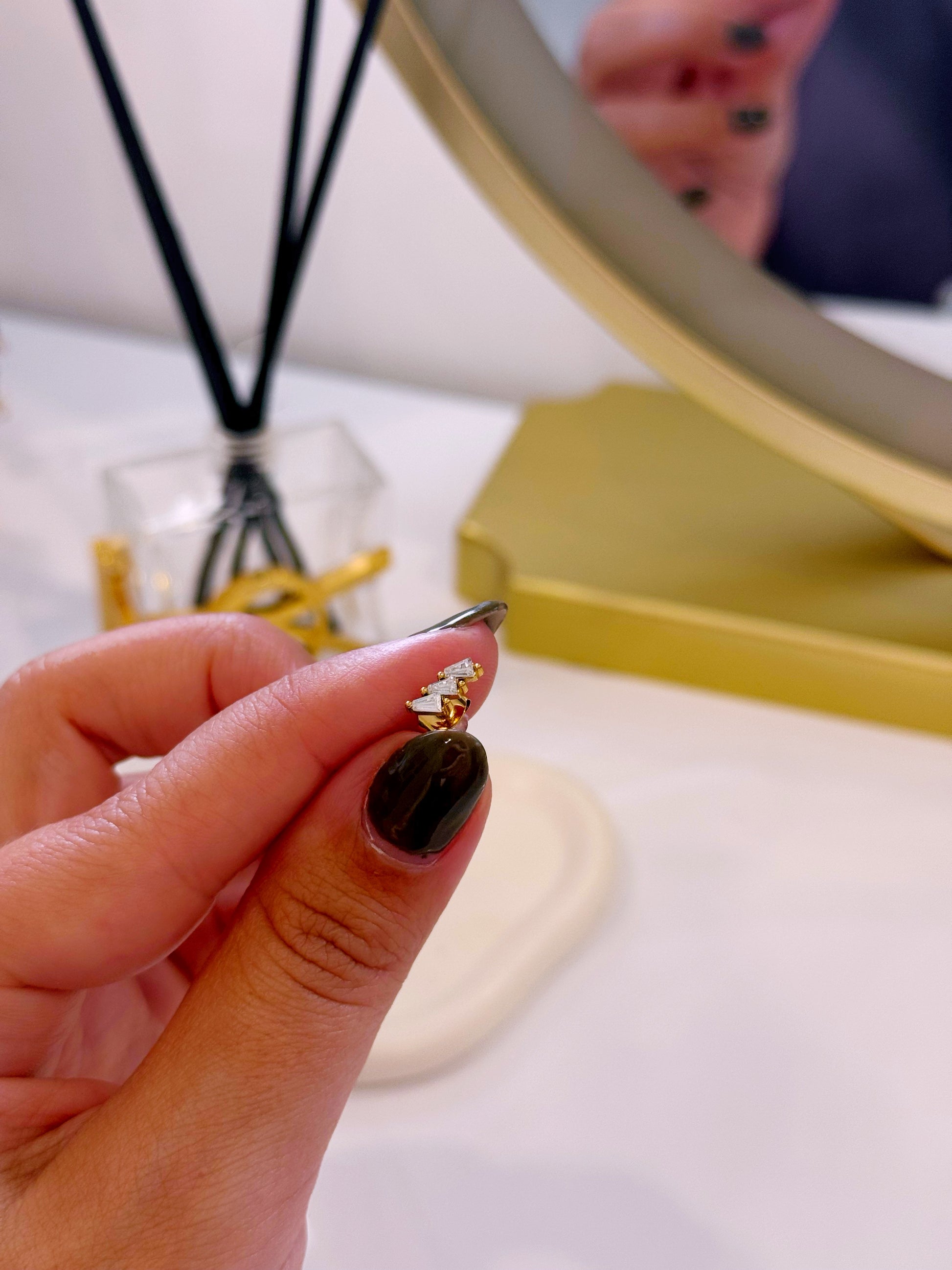 Mini brincos 3 brilhantes | Dourado