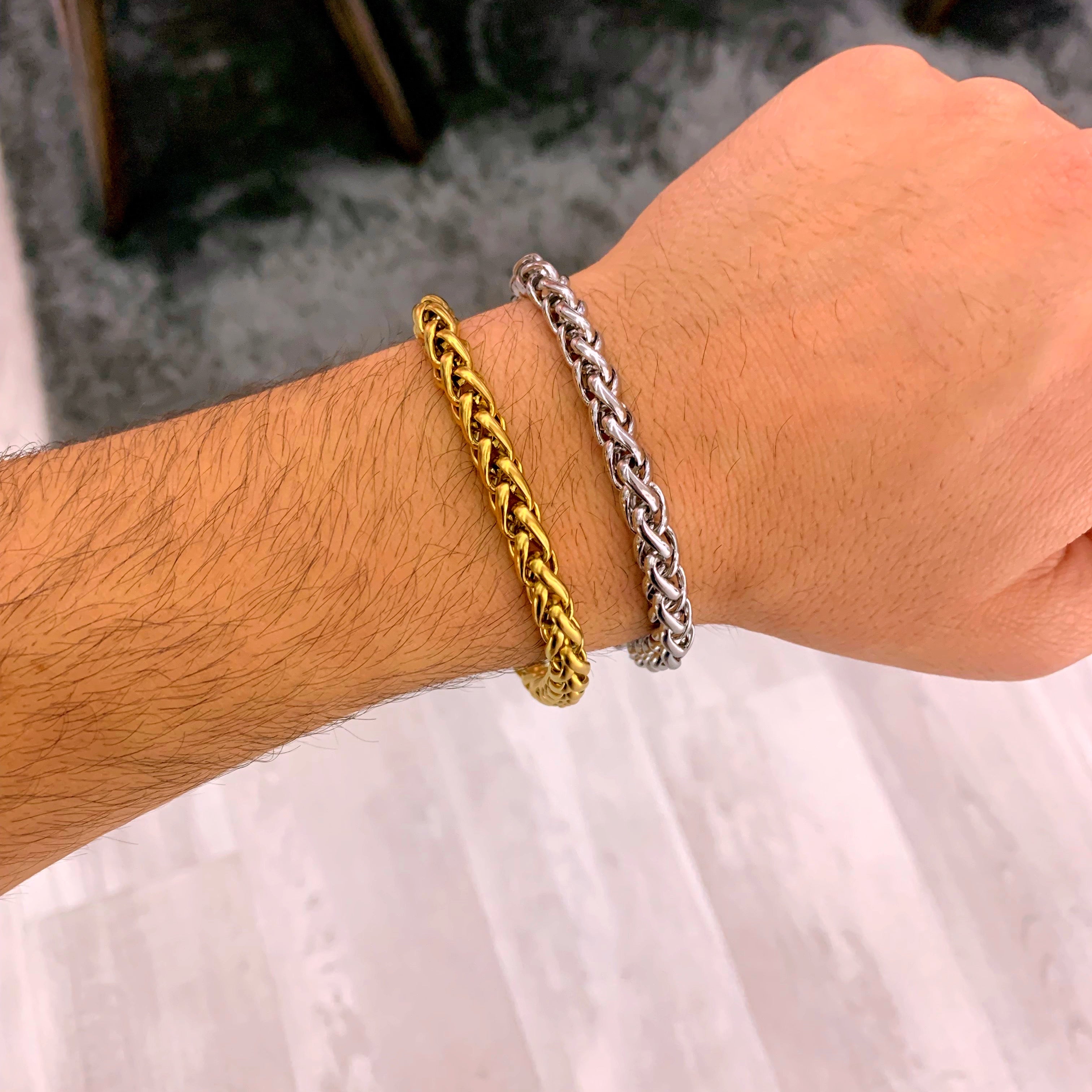 Pulseira malha entrelaçada redonda