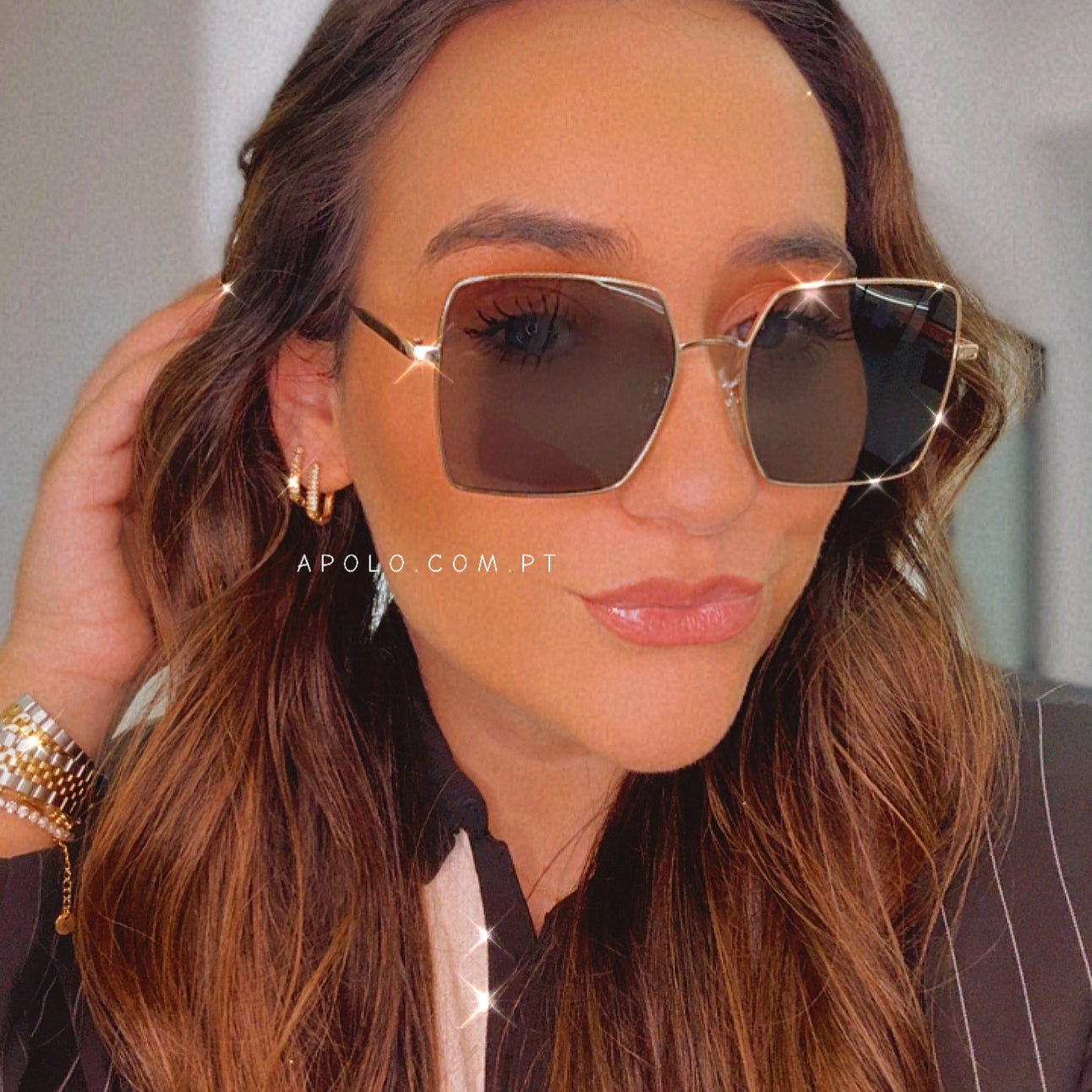 Óculos grandes com armação de metal | 2 Cores