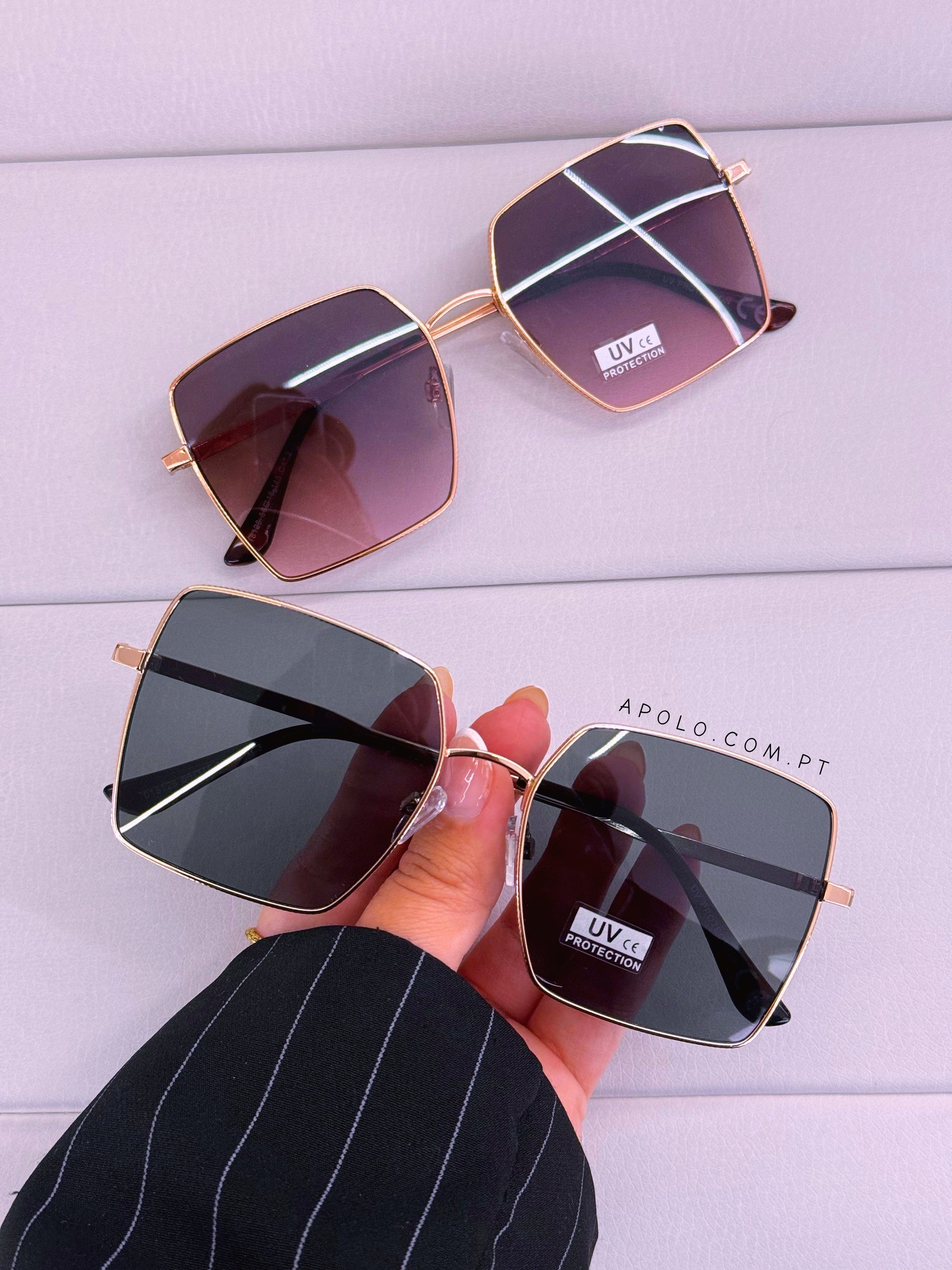 Óculos grandes com armação de metal | 2 Cores