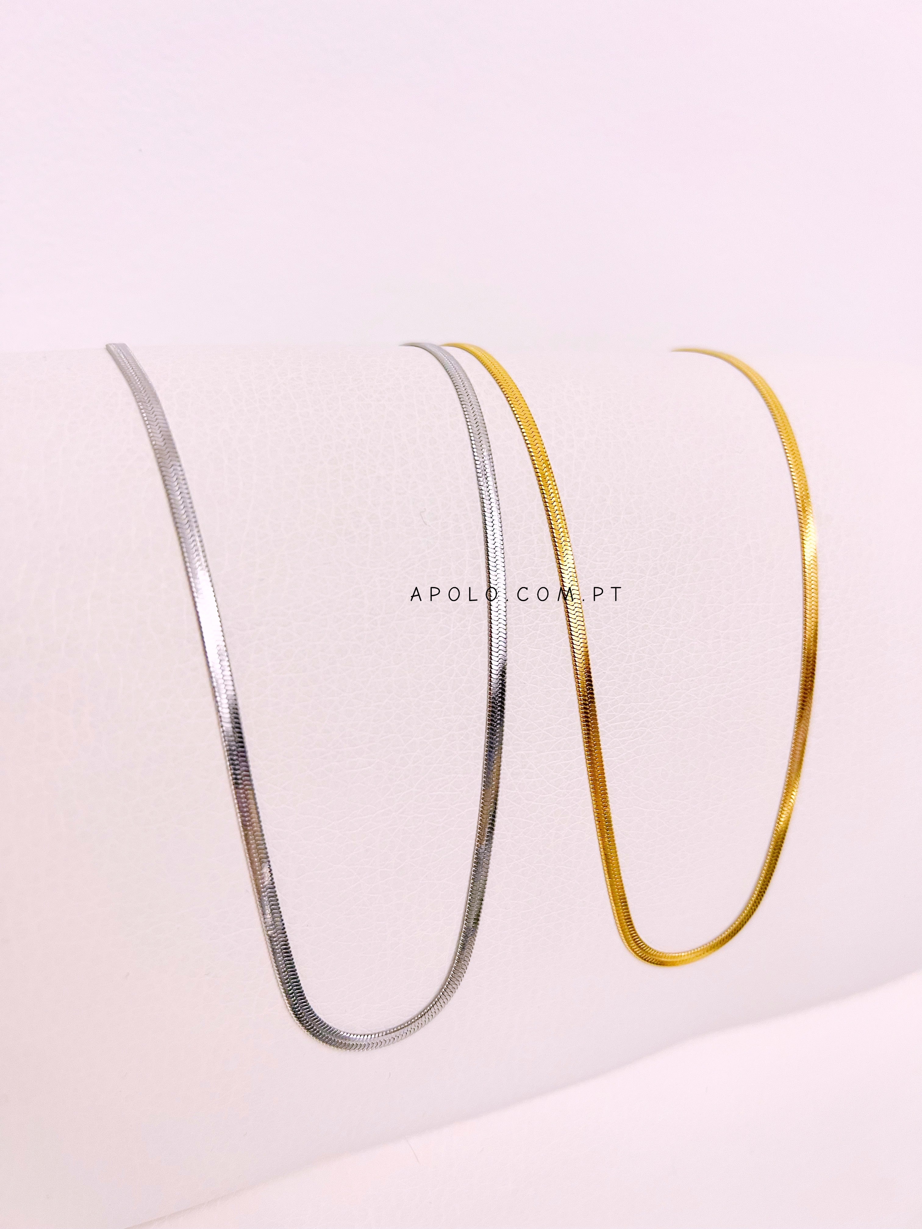 Colar malha achatada fina | 2 cores