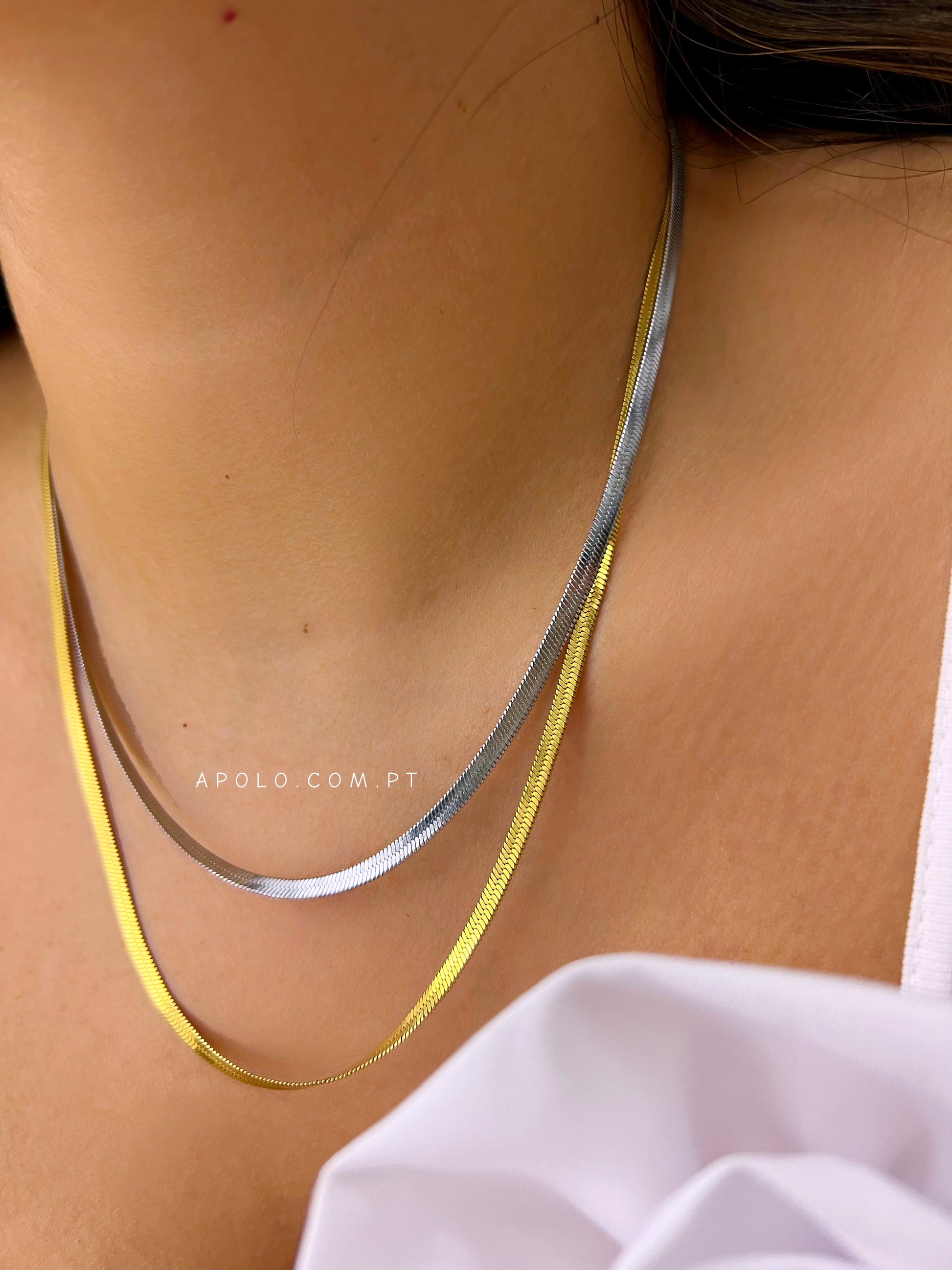 Colar malha achatada fina | 2 cores