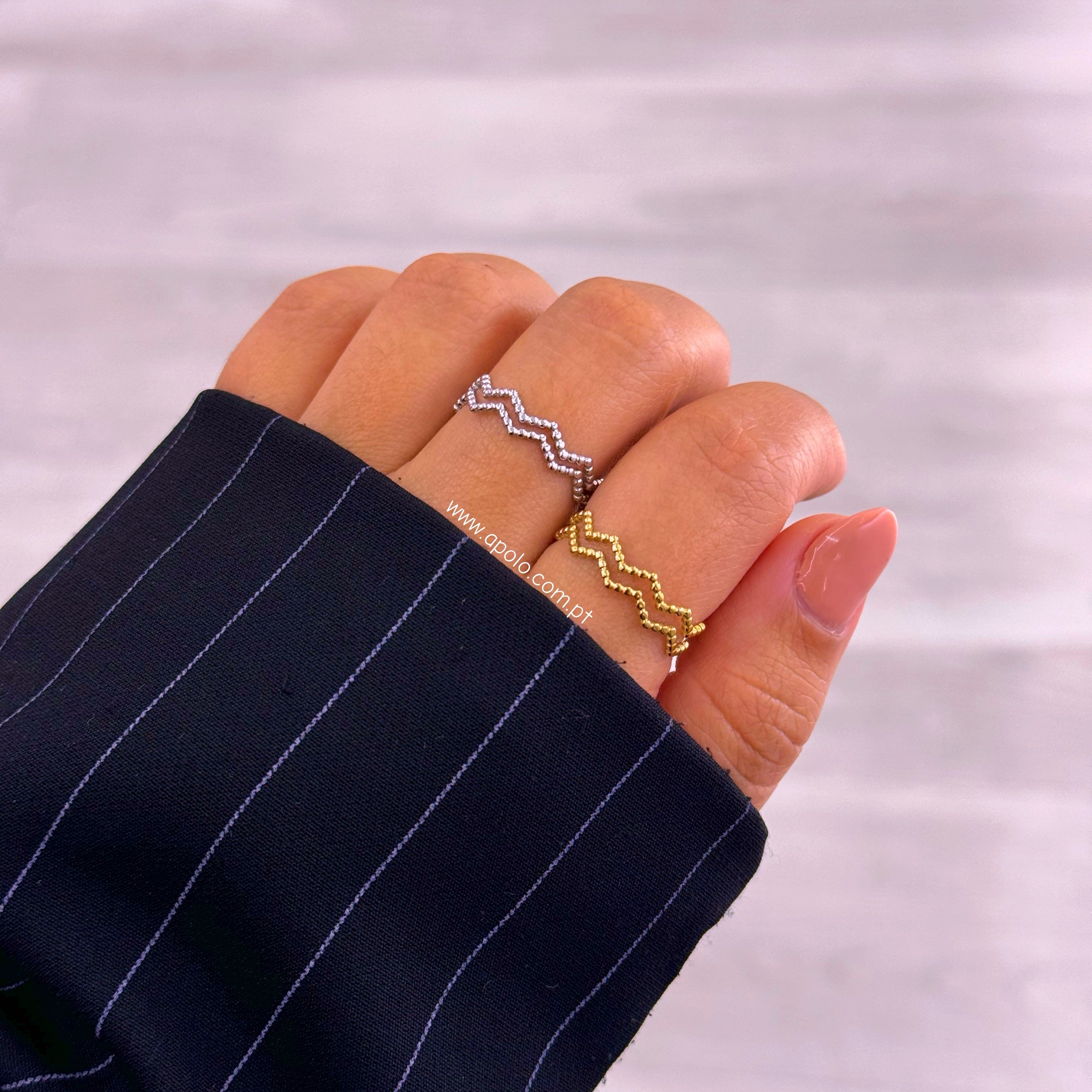 Anel ajustável com efeito zig-zag | 2 Cores