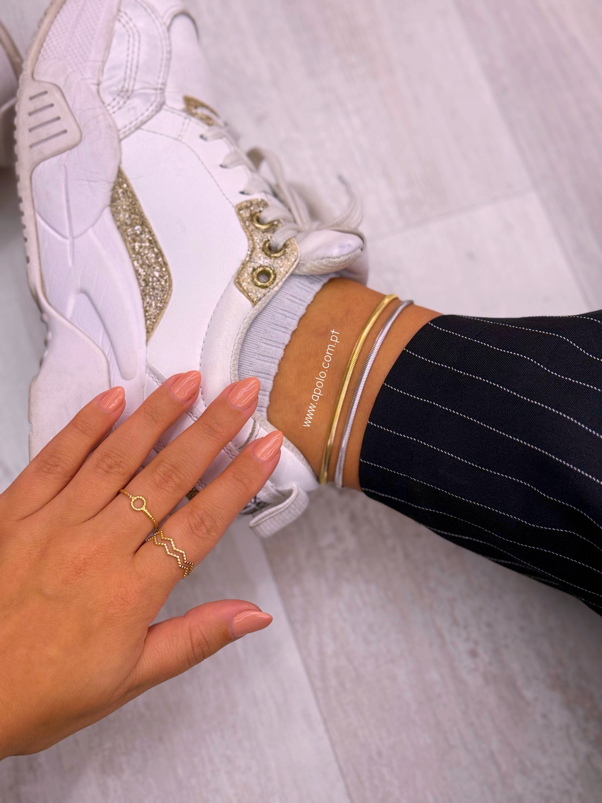 Pulseira de pé malha serpente | 2 Cores