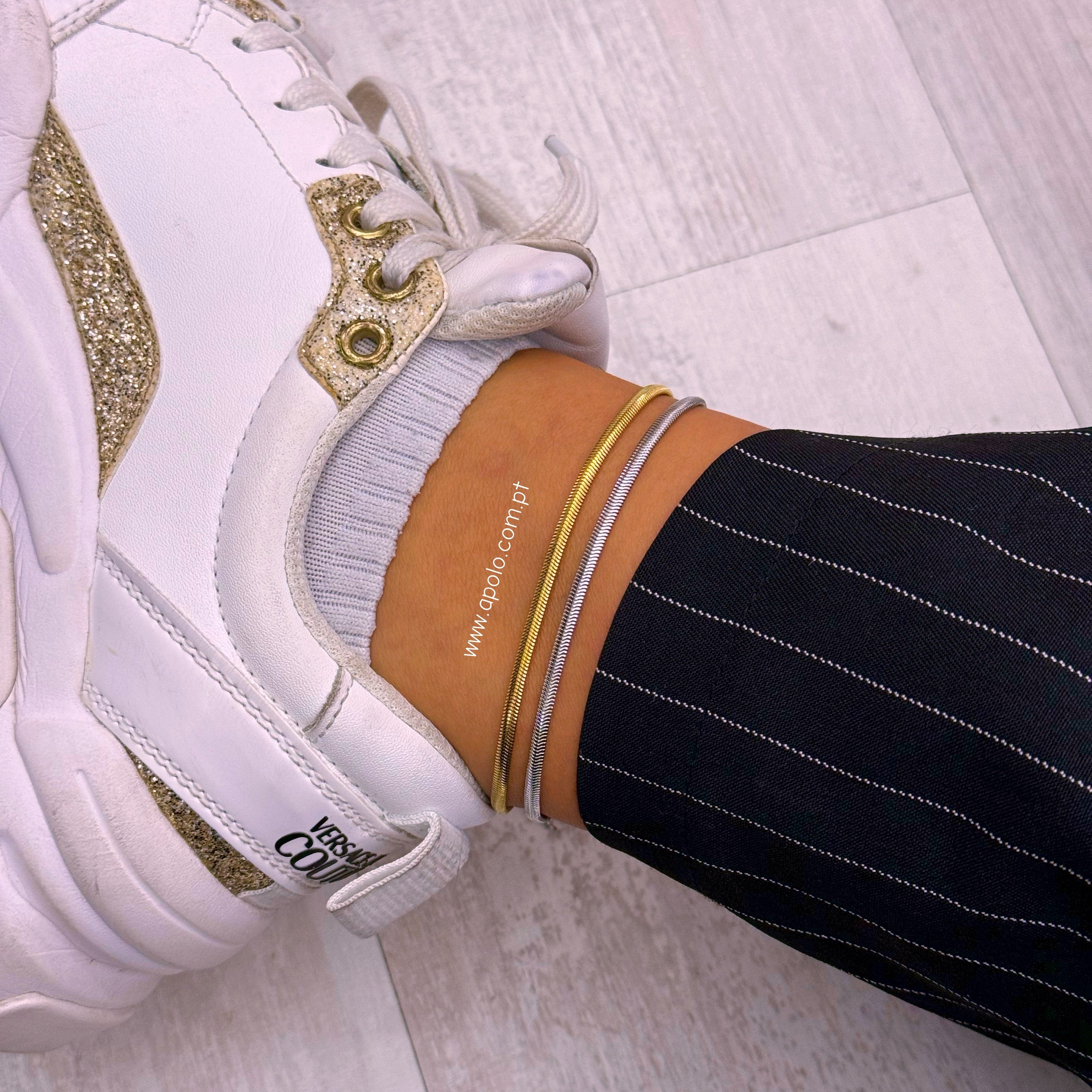 Pulseira de pé malha serpente | 2 Cores