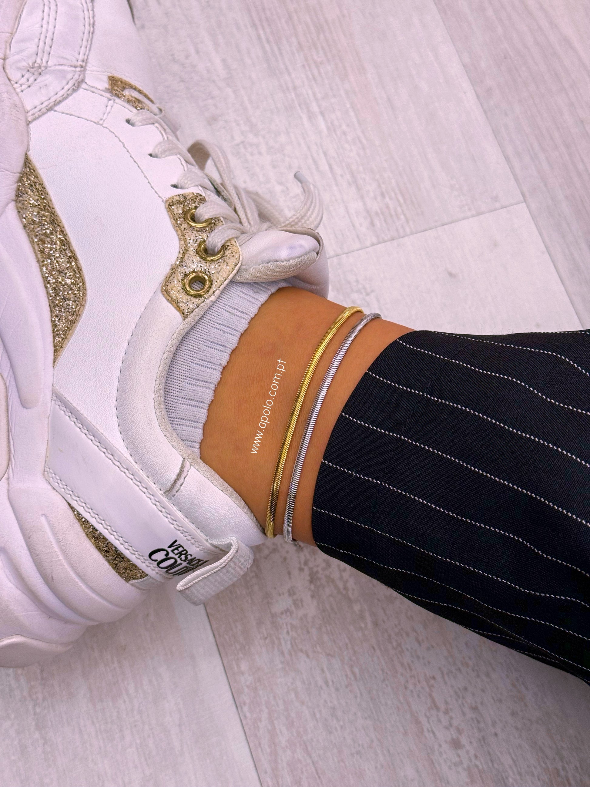 Pulseira de pé malha serpente | 2 Cores