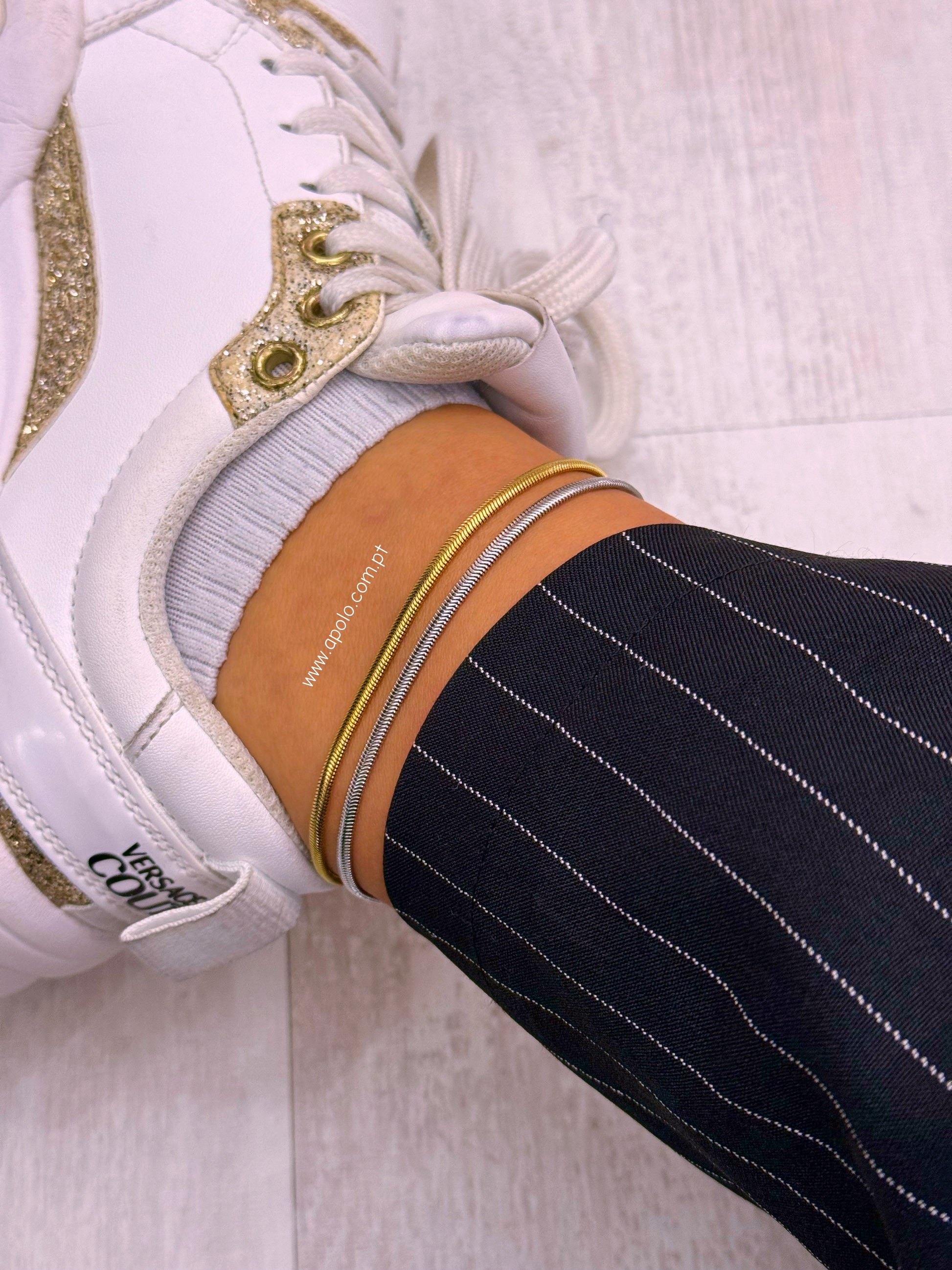 Pulseira de pé malha serpente | 2 Cores