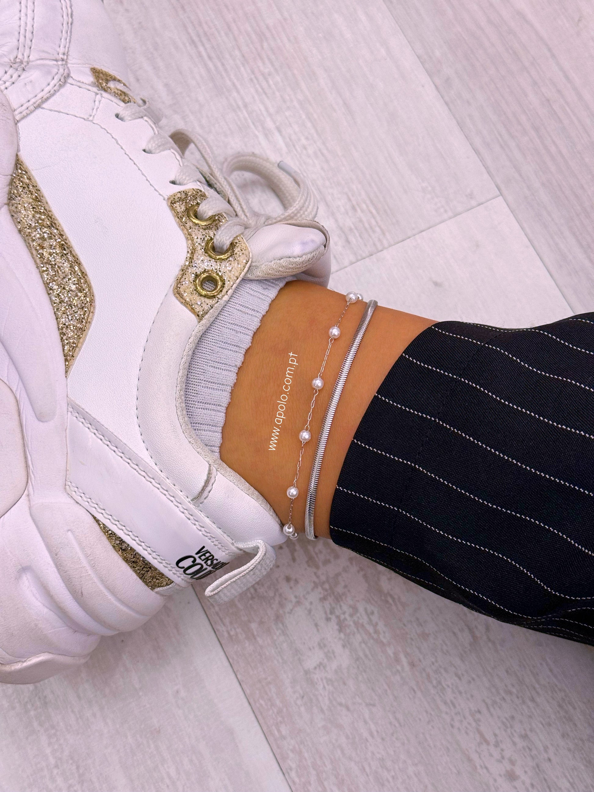 Pulseira de pé malha serpente | 2 Cores