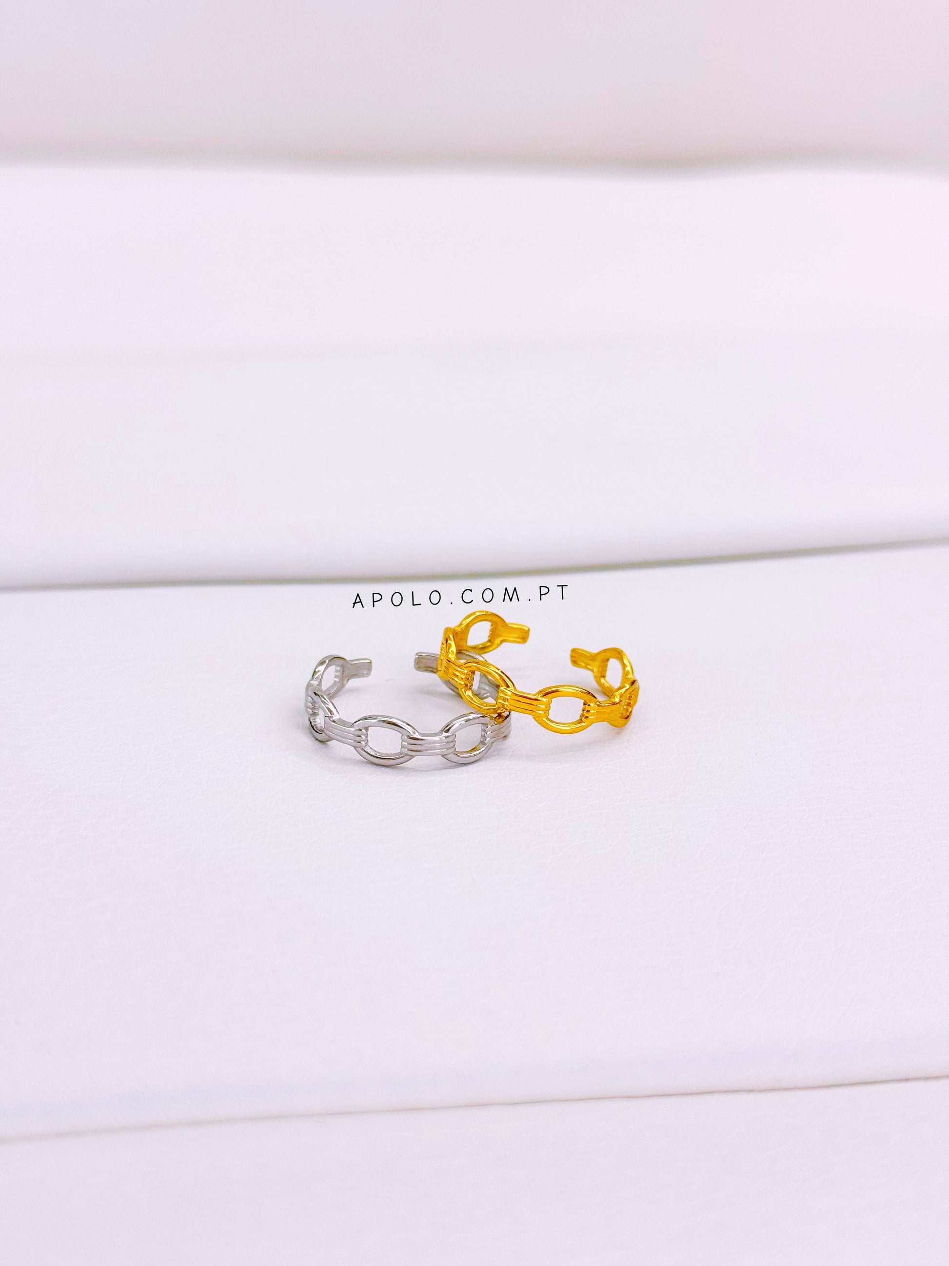 Anel ajustável corrente com relevos | 2 Cores