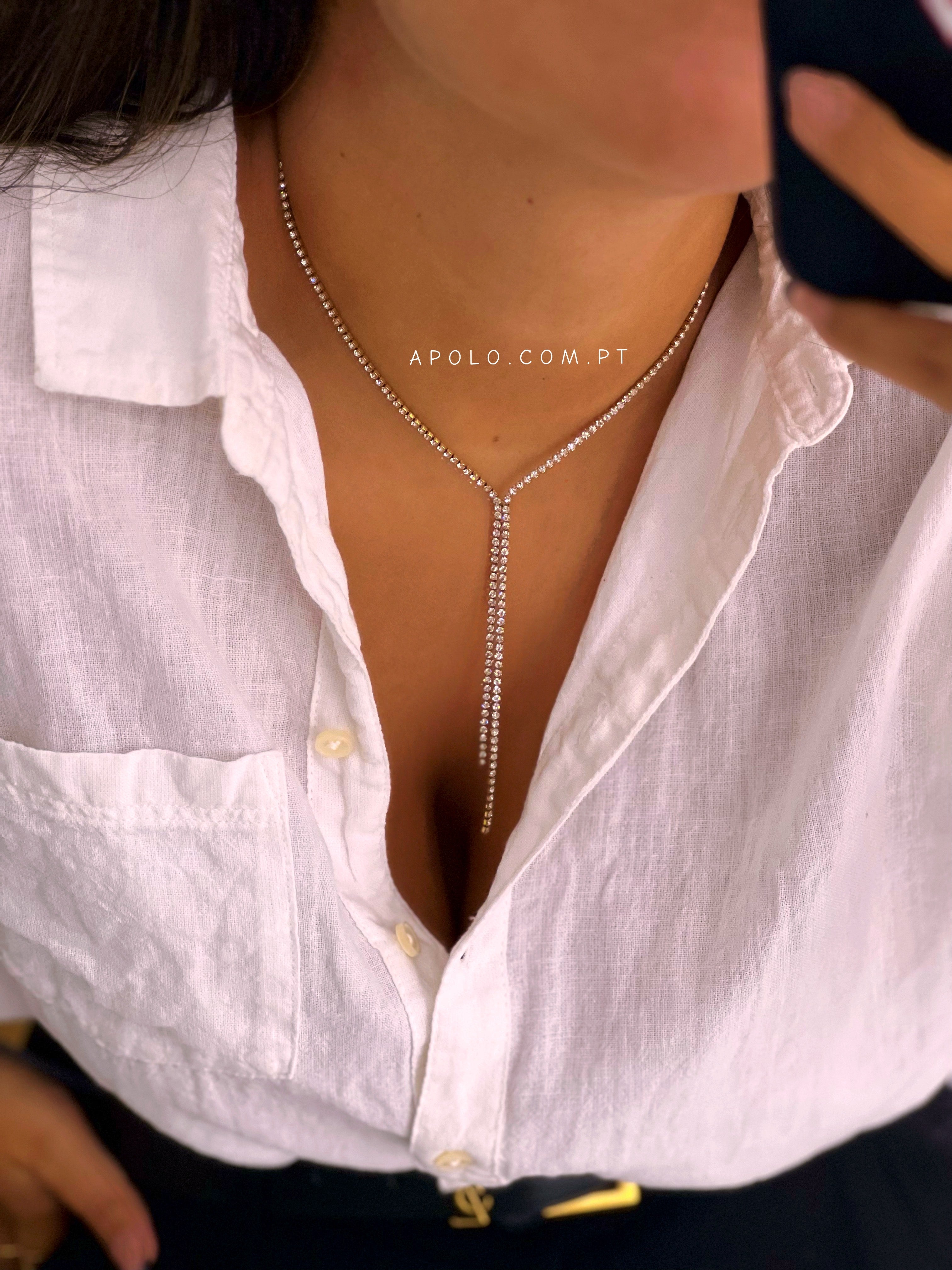 Colar riviera com efeito pendente | Dourado