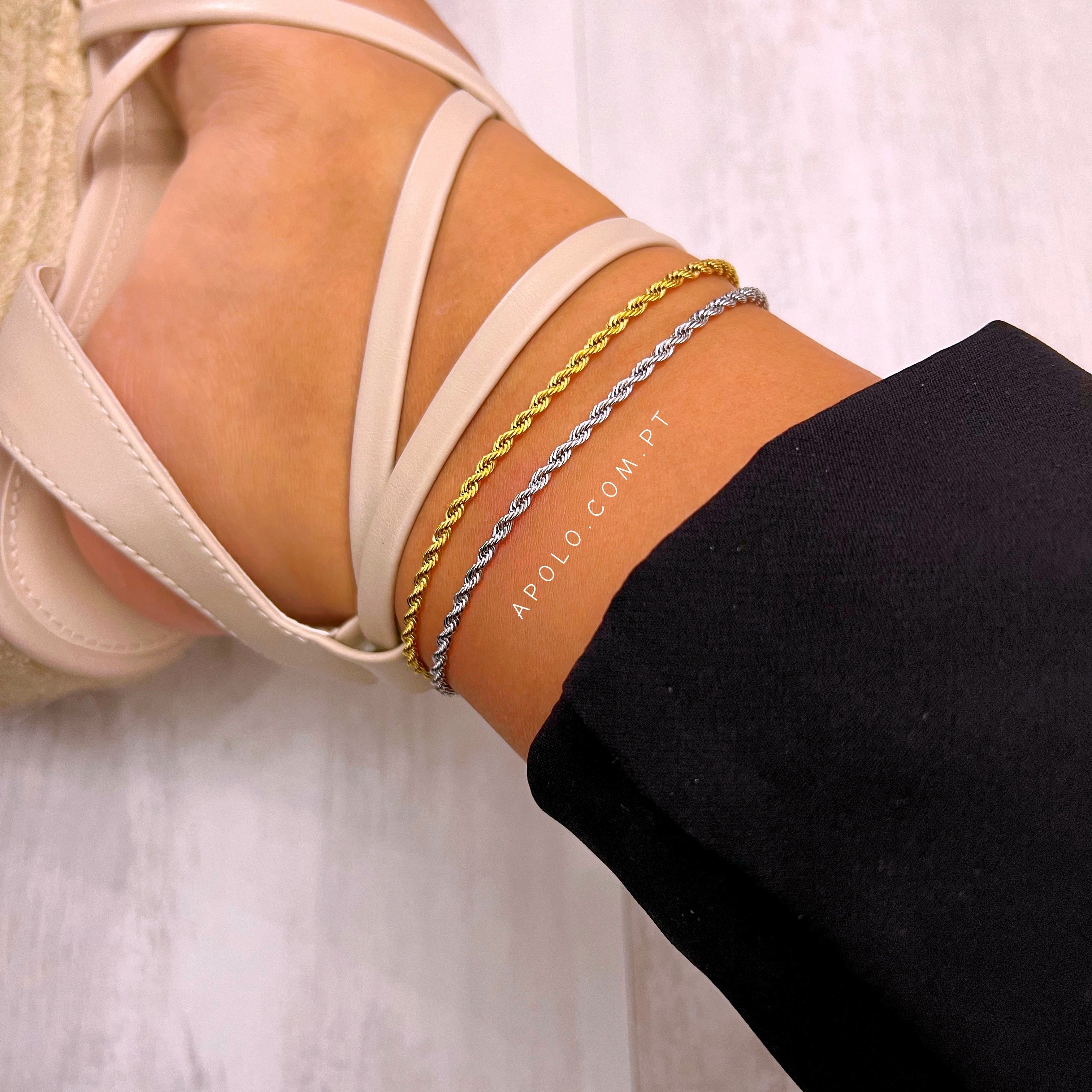 Pulseira de pé malha torcida | 2 cores