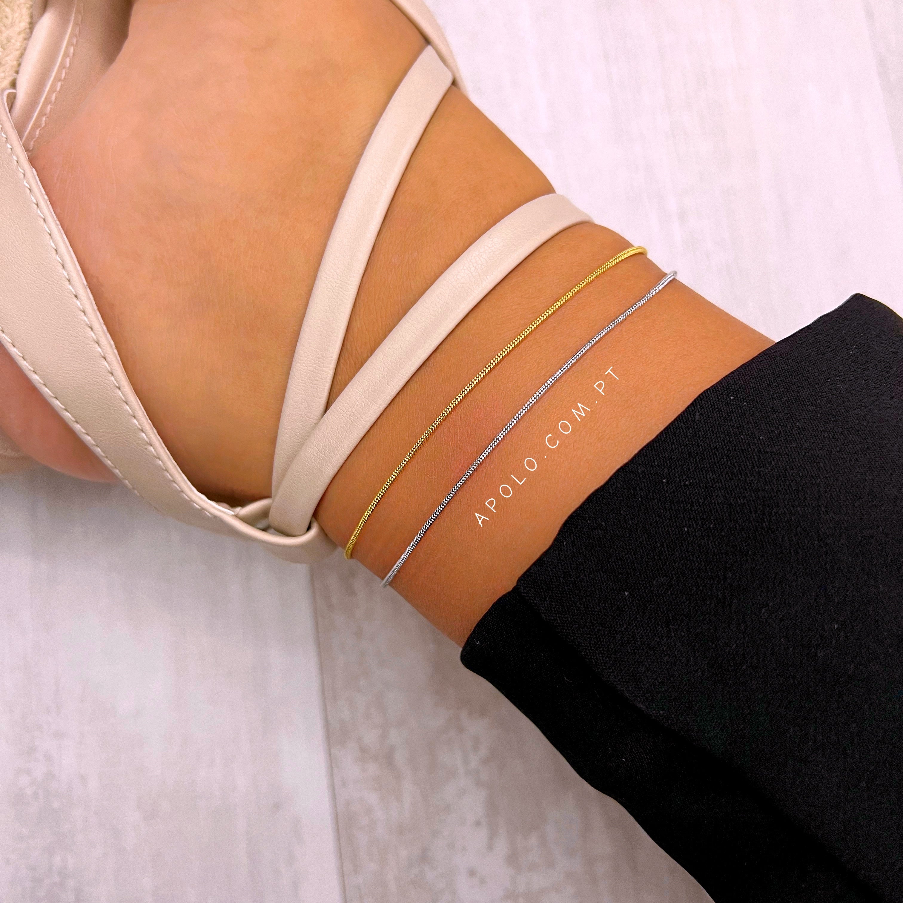 Pulseira de pé malha muito fininha redonda | 2 cores