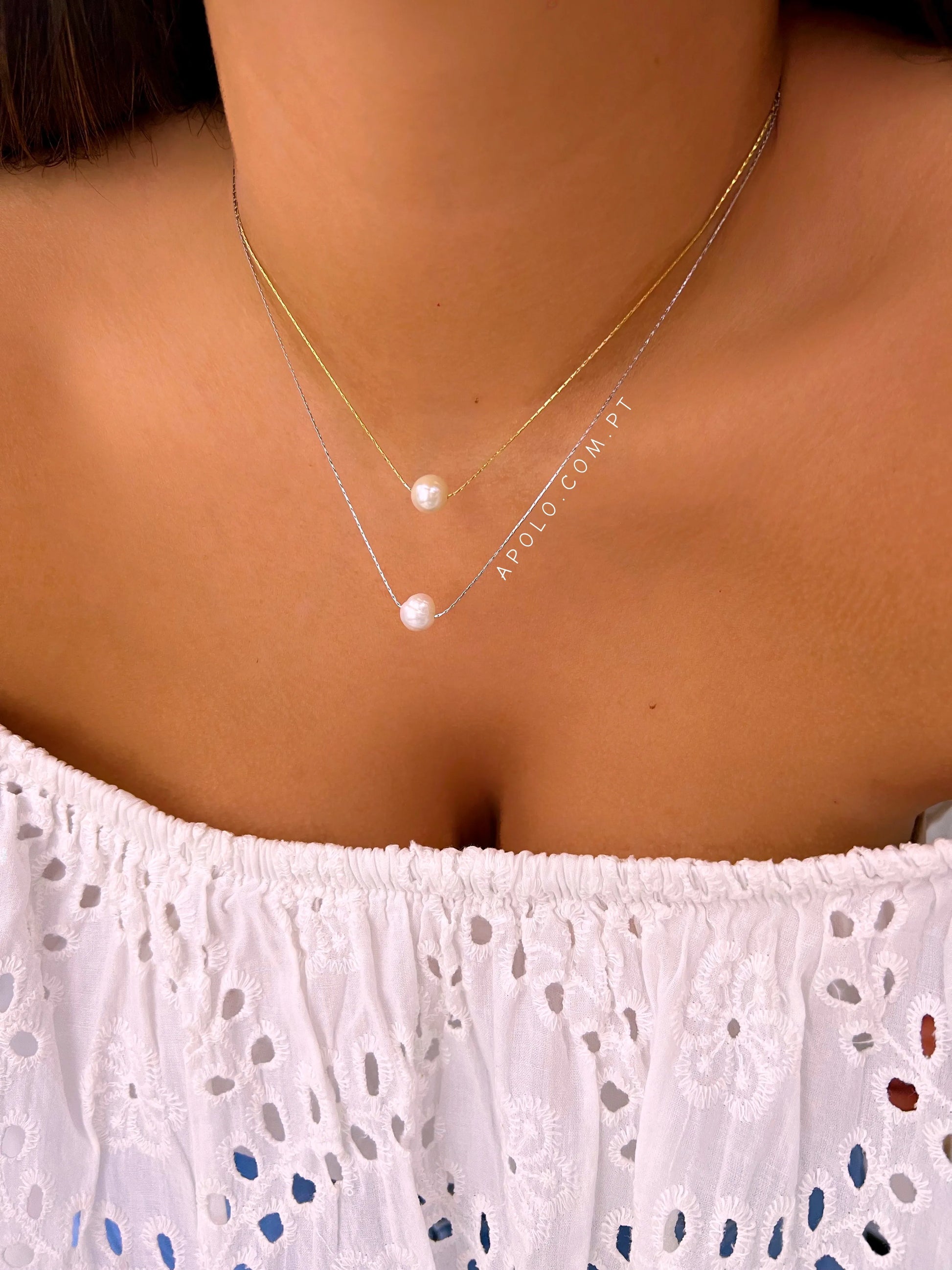 Colar malha fininha com pérola | 2 cores