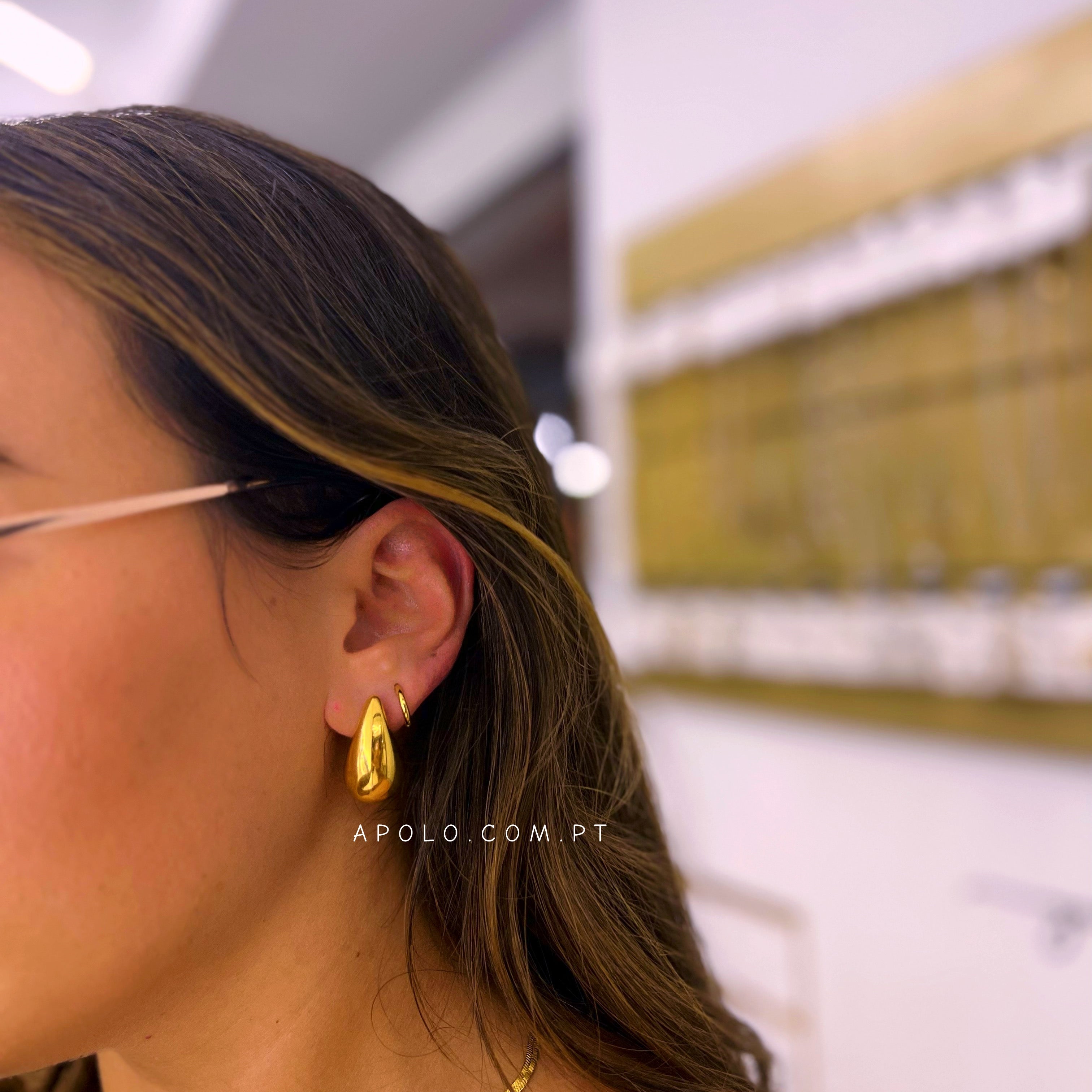 Brincos gota em aço inoxidável | Dourados